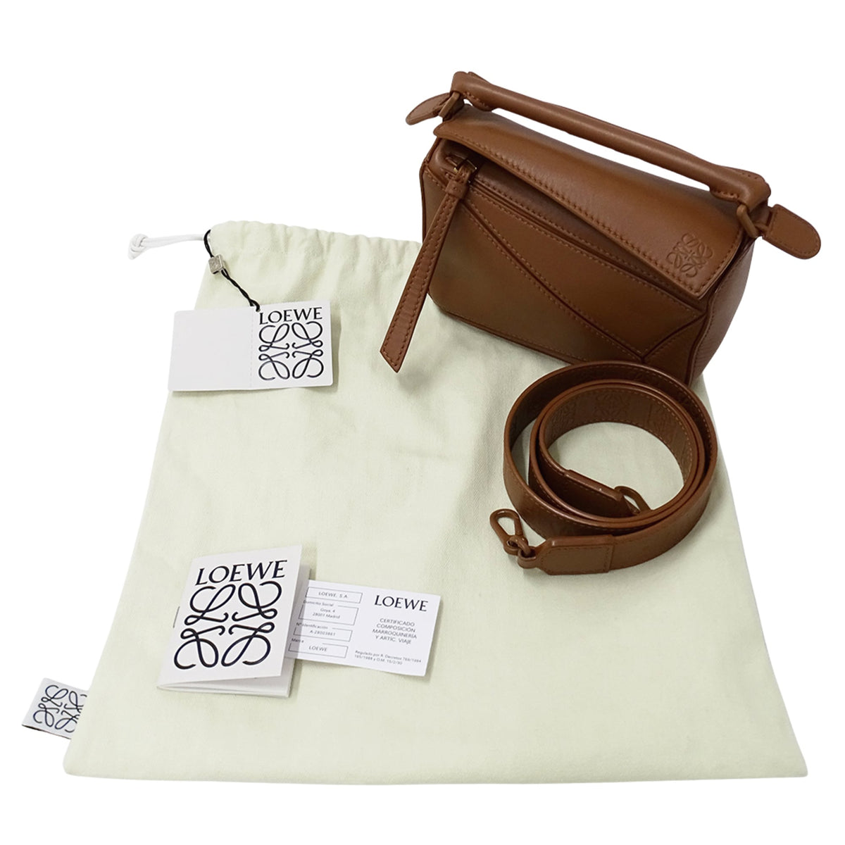 Loewe Puzzle Brown Leather Handbag Shoulder Bag (Pre-Owned)