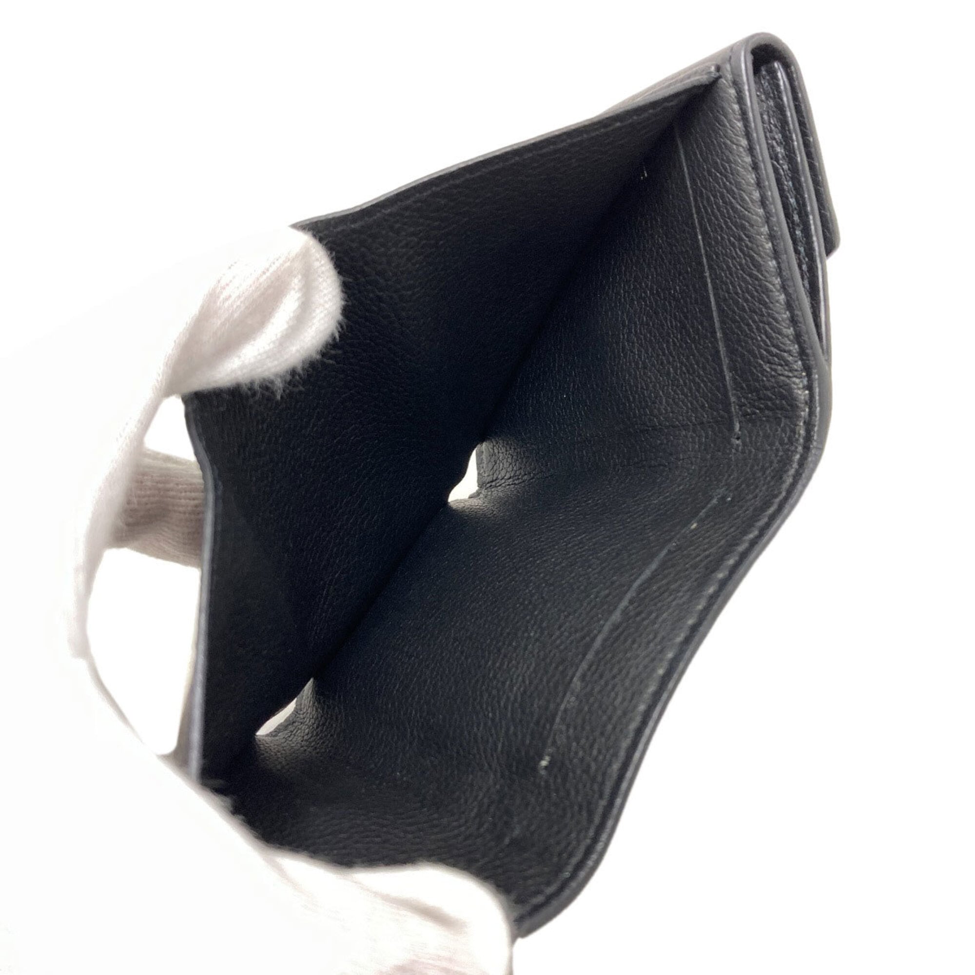 Louis Vuitton Black Leather Wallet (Tri-Fold) (Pre-Owned)