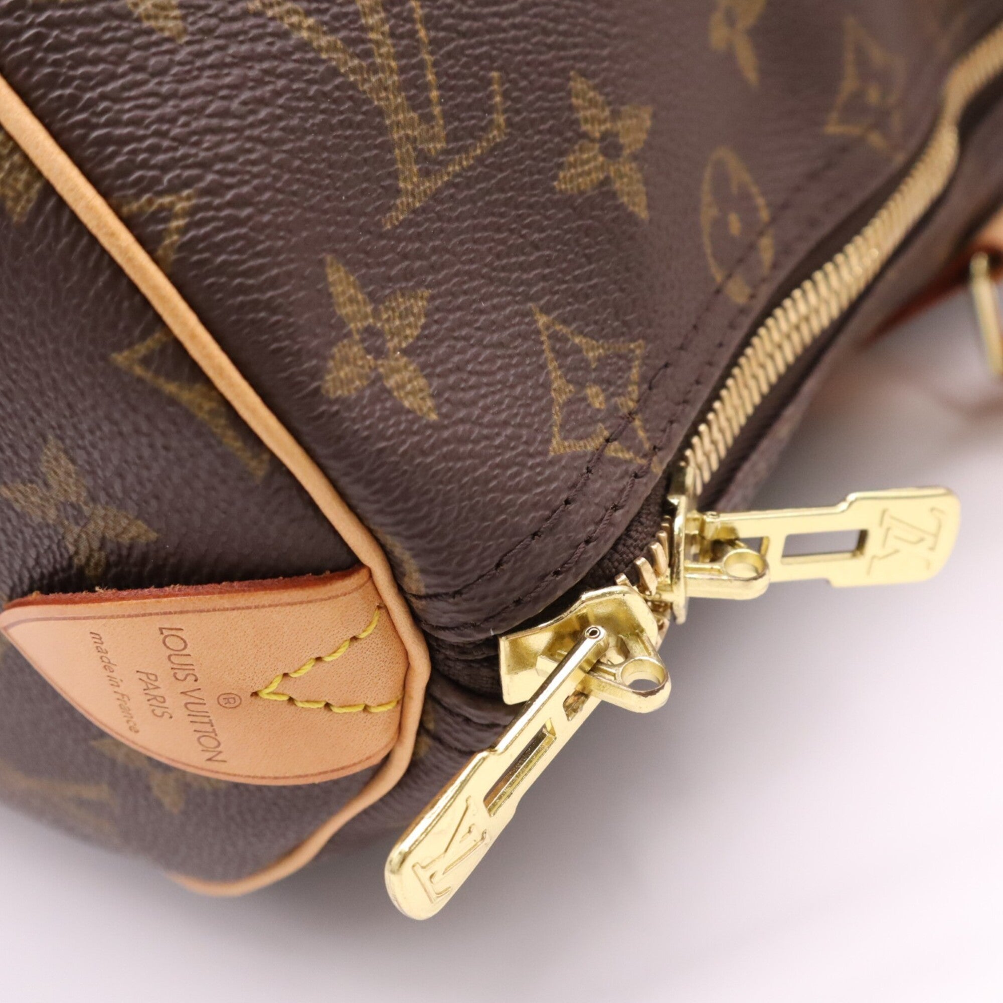 Louis Vuitton Monogram Beige Brown Coated Canvas Leather Boston Bag (Pre-Owned)