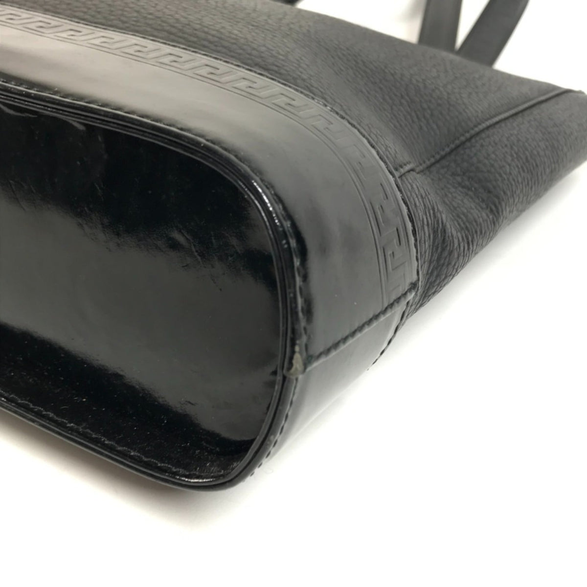 Versace Black Leather Shoulder Bag Tote Bag (Pre-Owned)