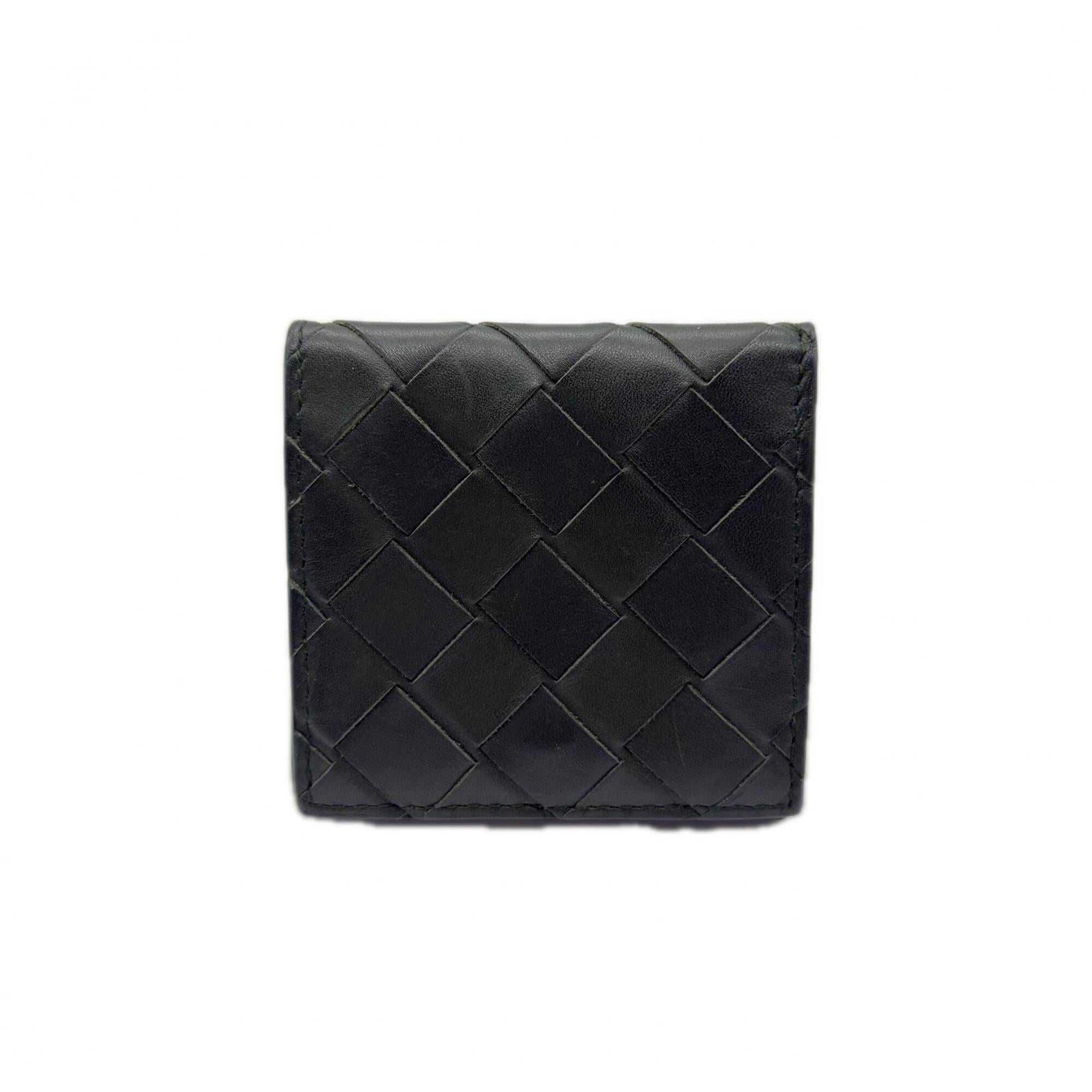 Bottega Veneta Intrecciato Khaki Leather Coin Purse/Coin Case (Pre-Owned)