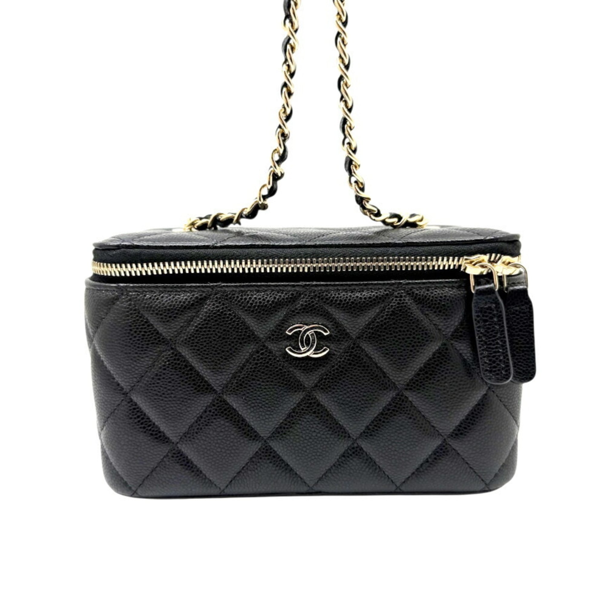 Chanel Black Grained Calfskin Shoulder Bag Vanity Bag (Pre-Owned)