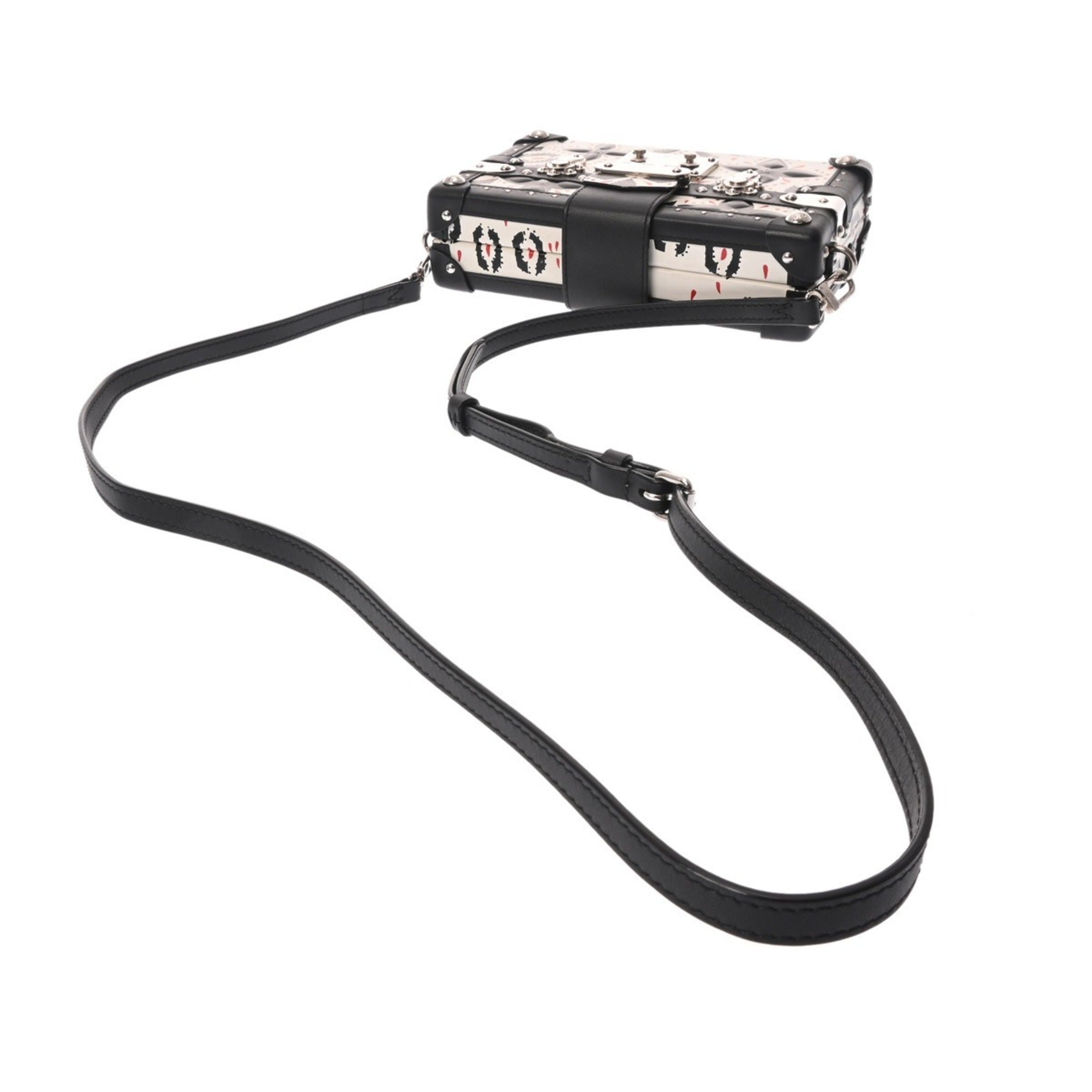 Louis Vuitton Black Red Color White Leather Shoulder Bag (Pre-Owned)