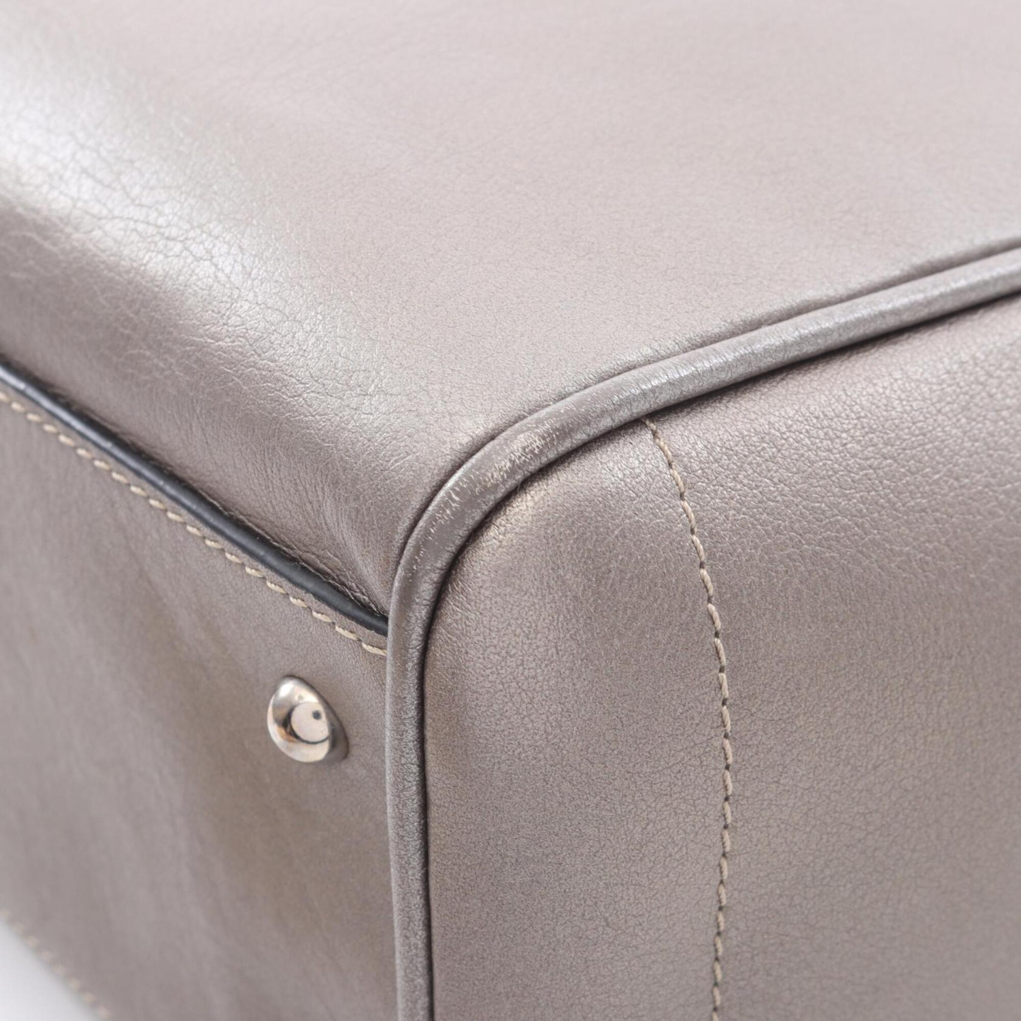 Loewe Gray Leather Handbag Tote Bag (Pre-Owned)
