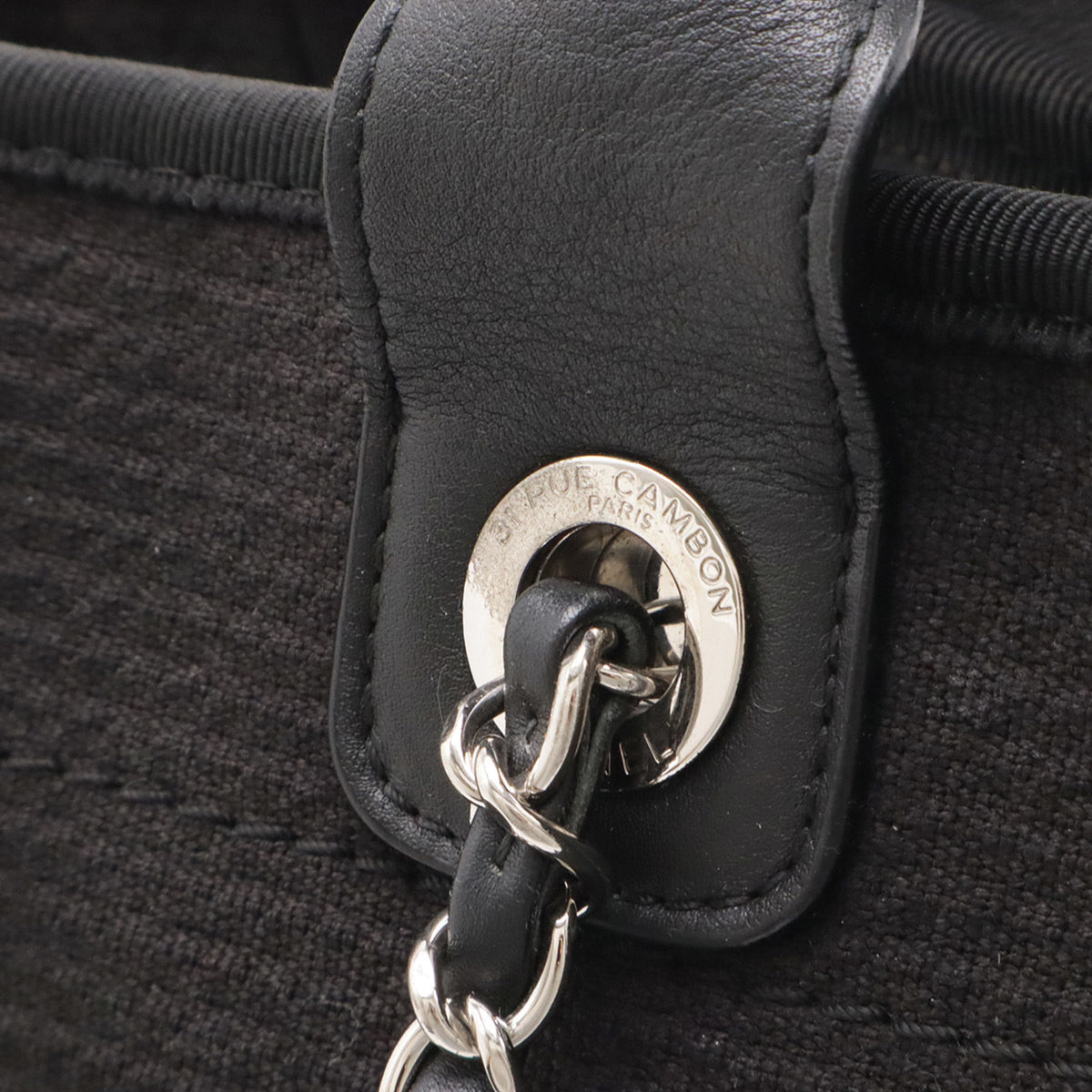 Chanel Black Yellow Canvas Pouch Shoulder Bag Tote Bag (Pre-Owned)