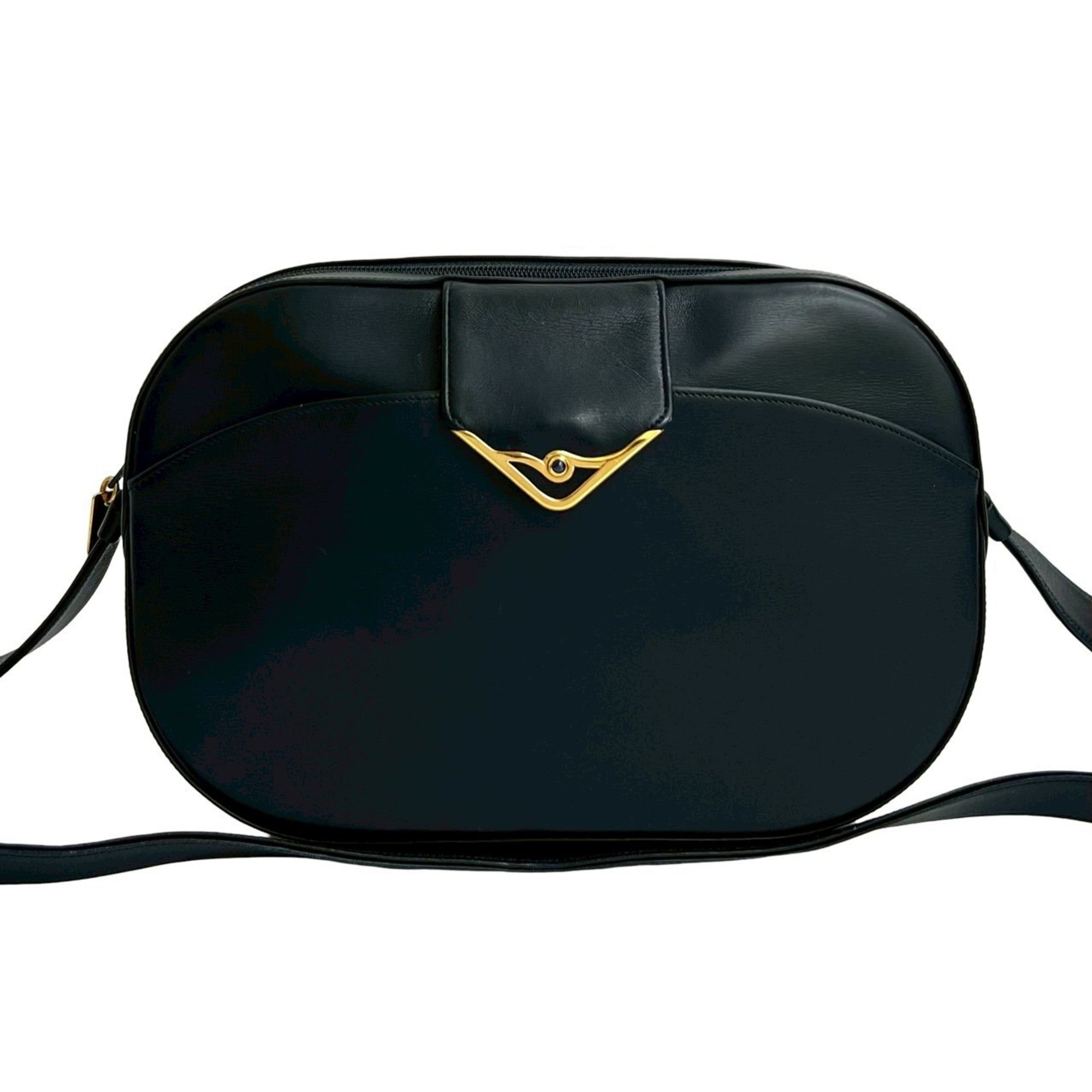 Cartier Navy Leather Pochette Shoulder Bag (Pre-Owned)