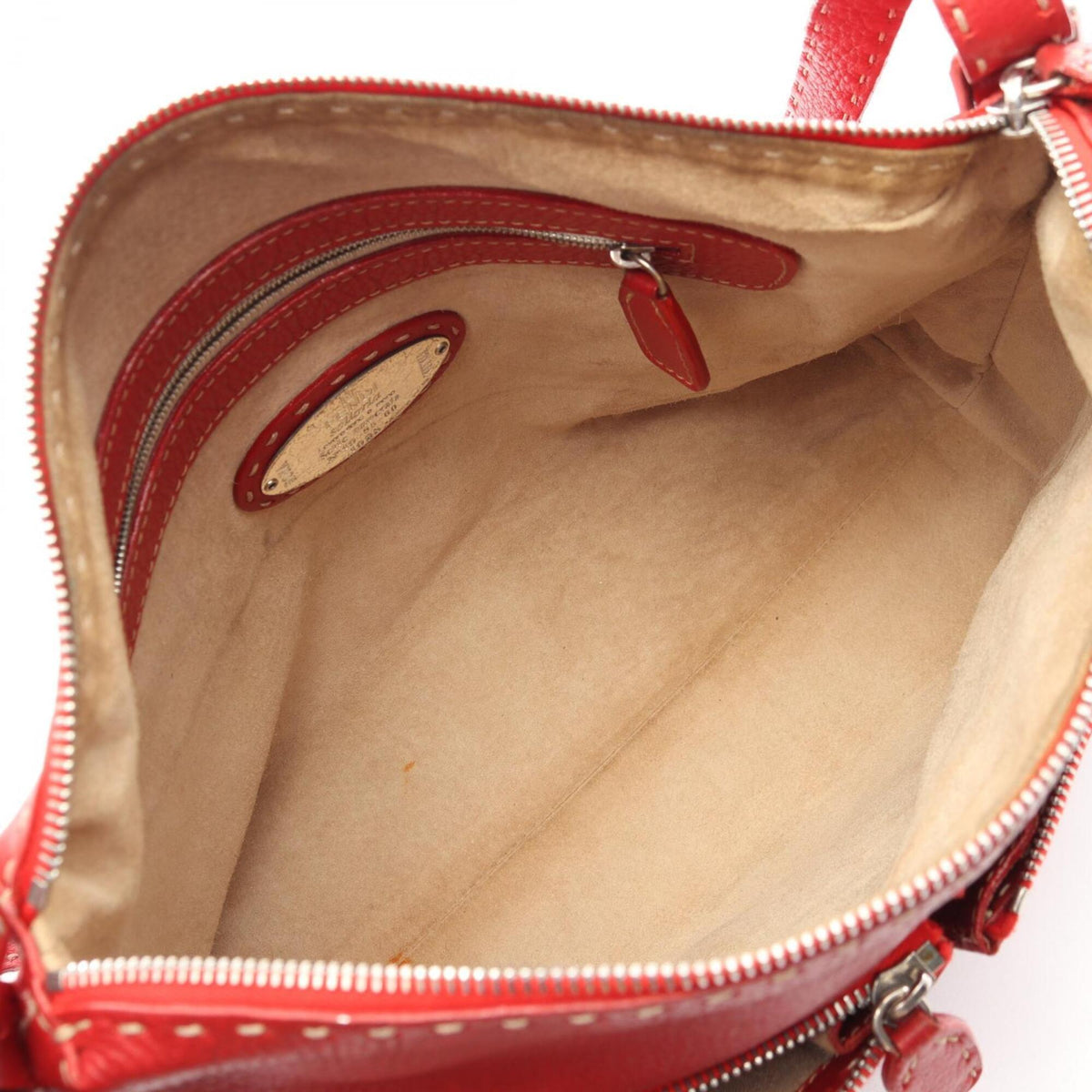 Fendi Red Color Leather Handbag Shoulder Bag (Pre-Owned)