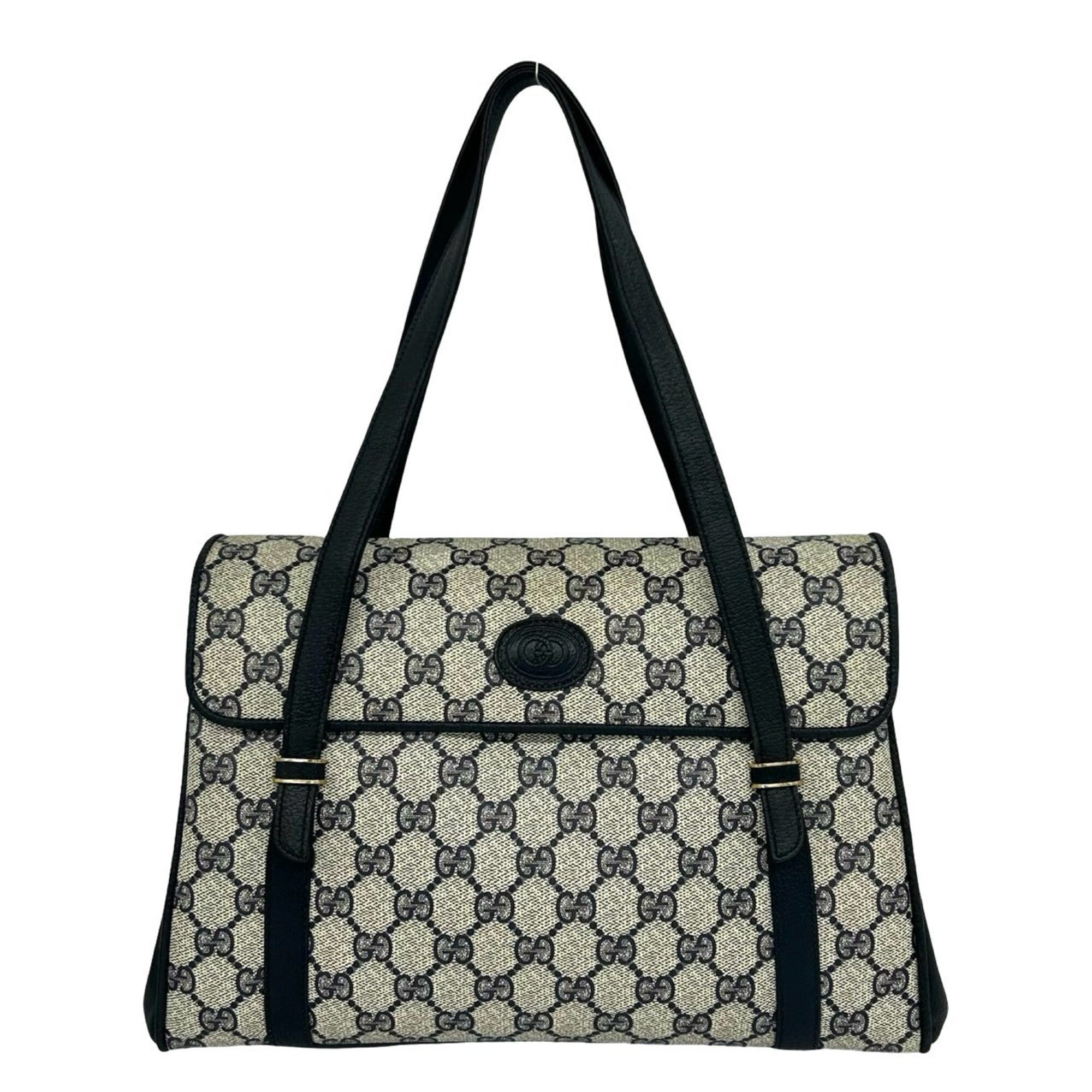 Gucci Navy Pvc Leather Handbag Shoulder Bag Tote Bag (Pre-Owned)