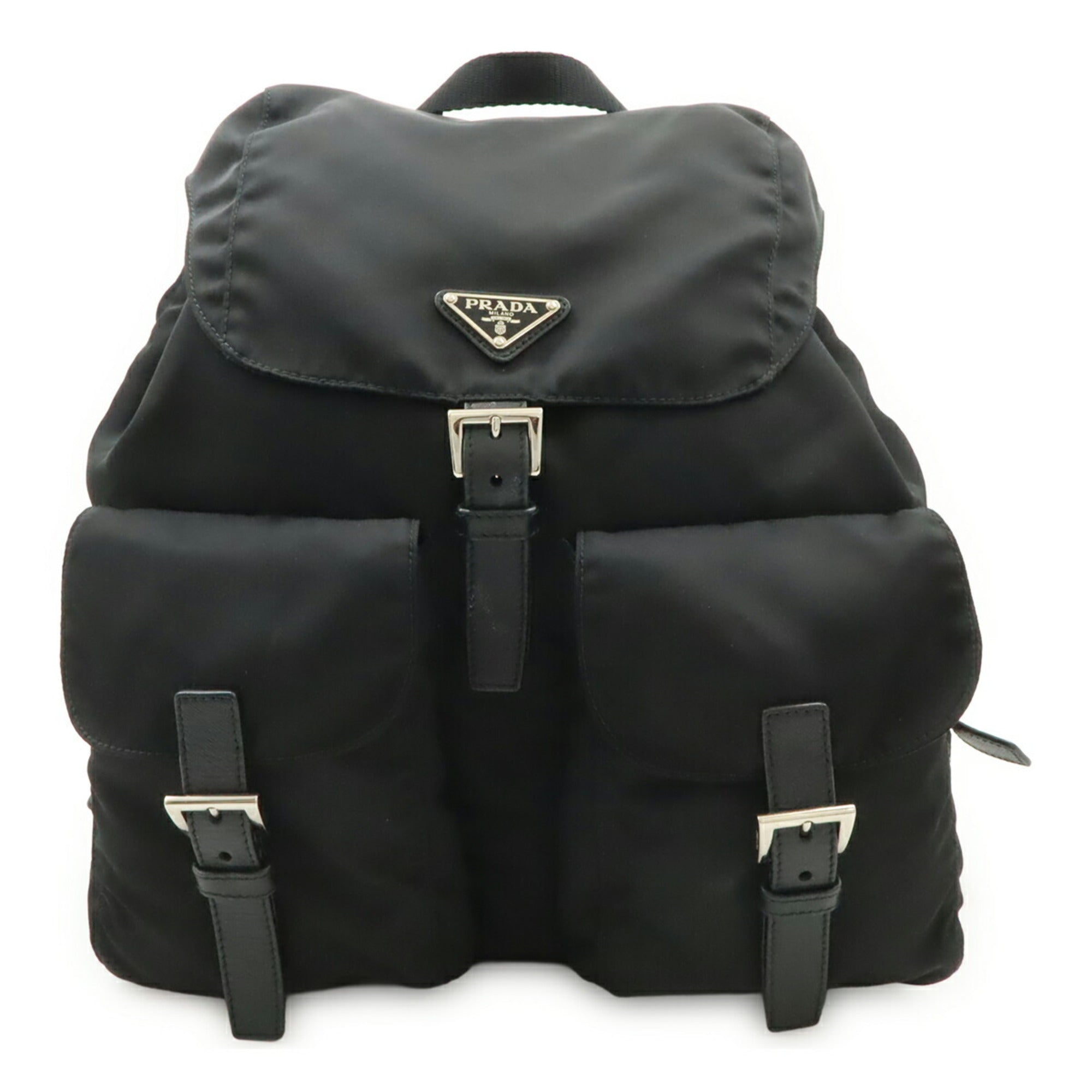 Prada Black Nero Nylon Leather Backpack (Pre-Owned)