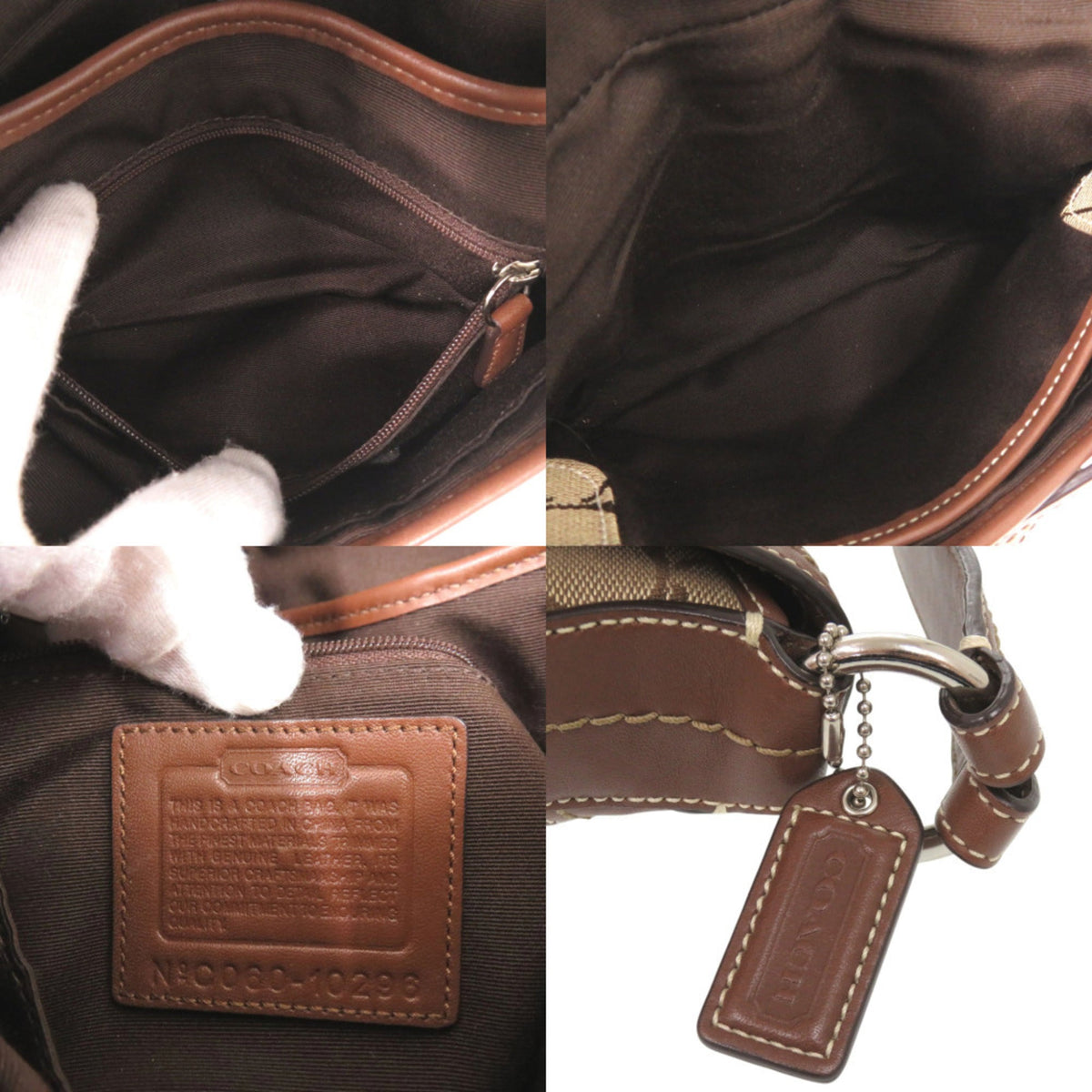 Coach Beige Brown Leather Canvas Shoulder Bag (Pre-Owned)