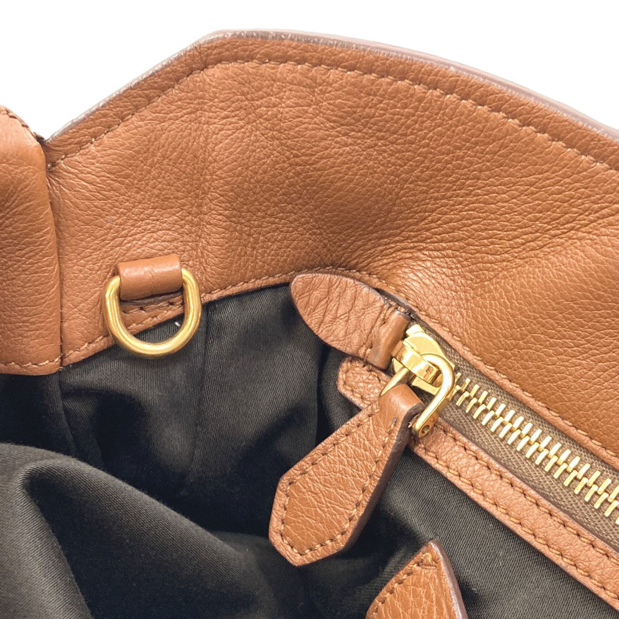 Miu Miu Brown Leather Tote Bag (Pre-Owned)