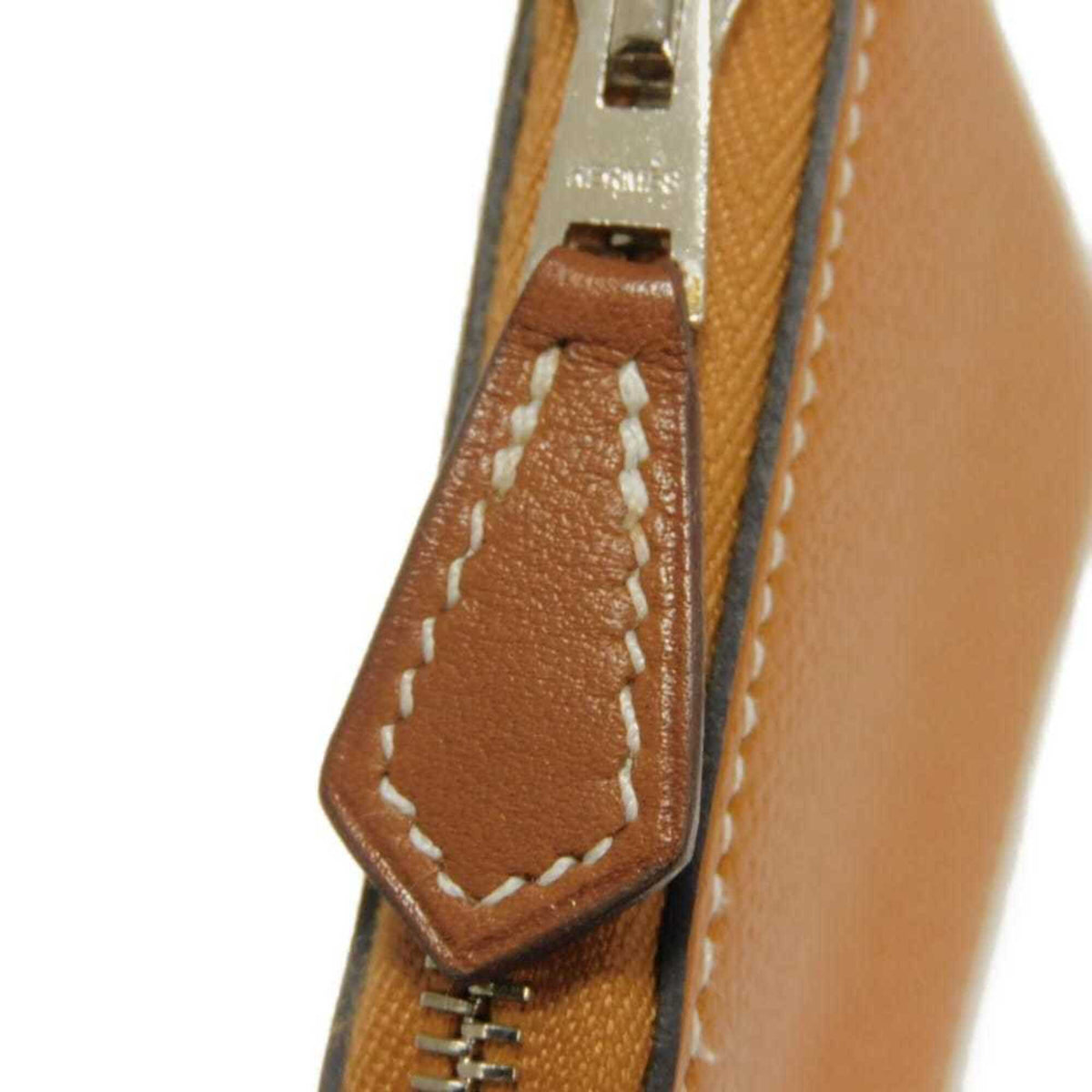 Hermes Brown Light Brown Epsom Leather Silk Coin Purse/Coin Case (Pre-Owned)