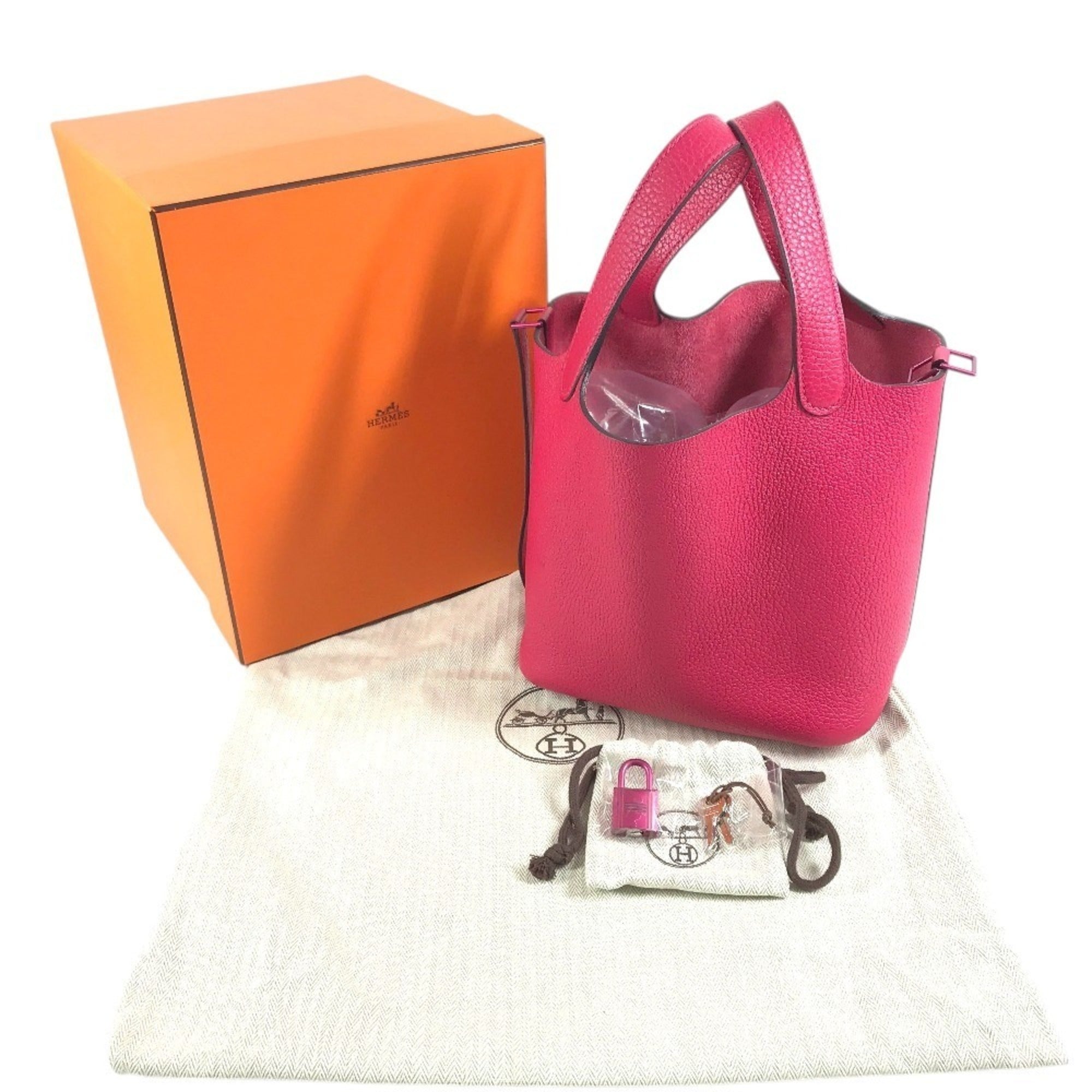 Hermes Pink Taurillon Clemence Leather Handbag (Pre-Owned)
