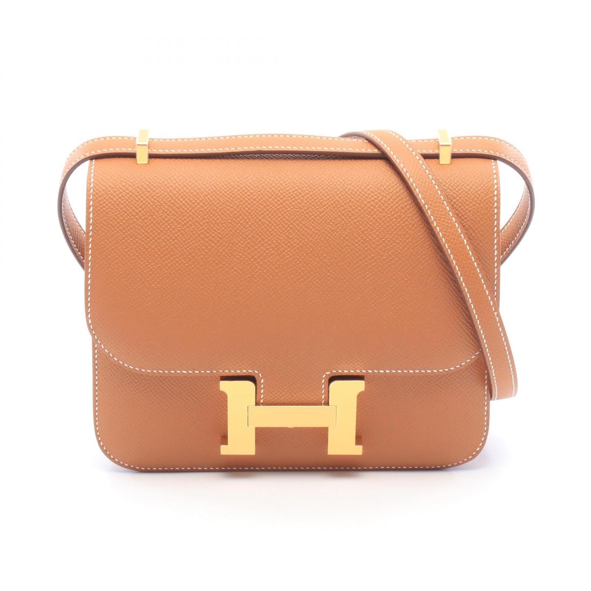 Hermes Brown Epsom Leather Handbag Shoulder Bag (Pre-Owned)
