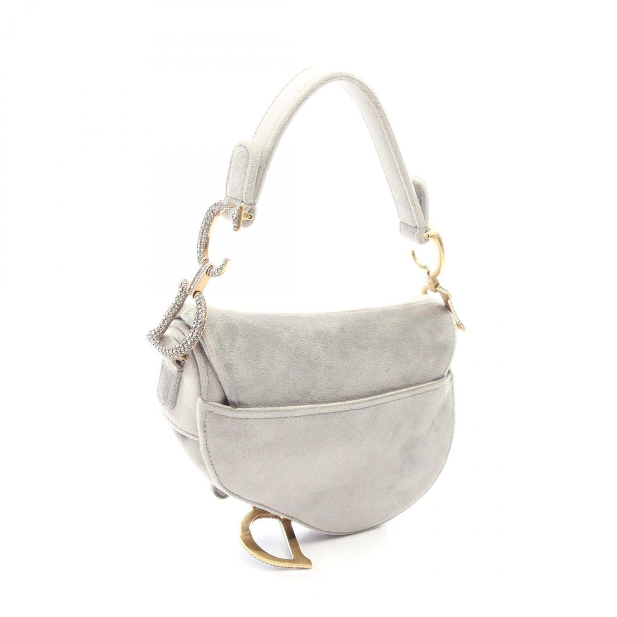 Christian Dior Gray Fabric Handbag Saddle Bag (Pre-Owned)