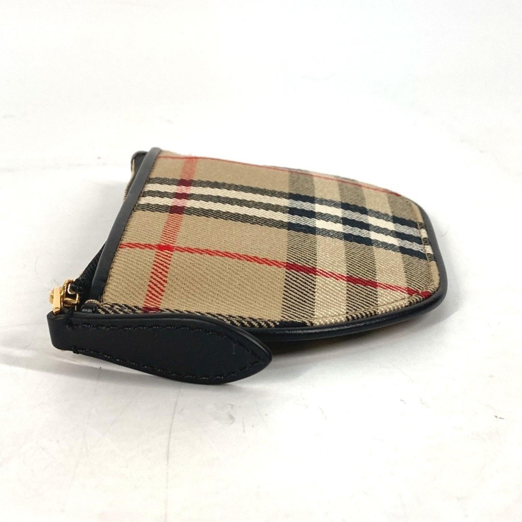 Burberry Beige Leather Canvas Coin Purse/Coin Case (Pre-Owned)
