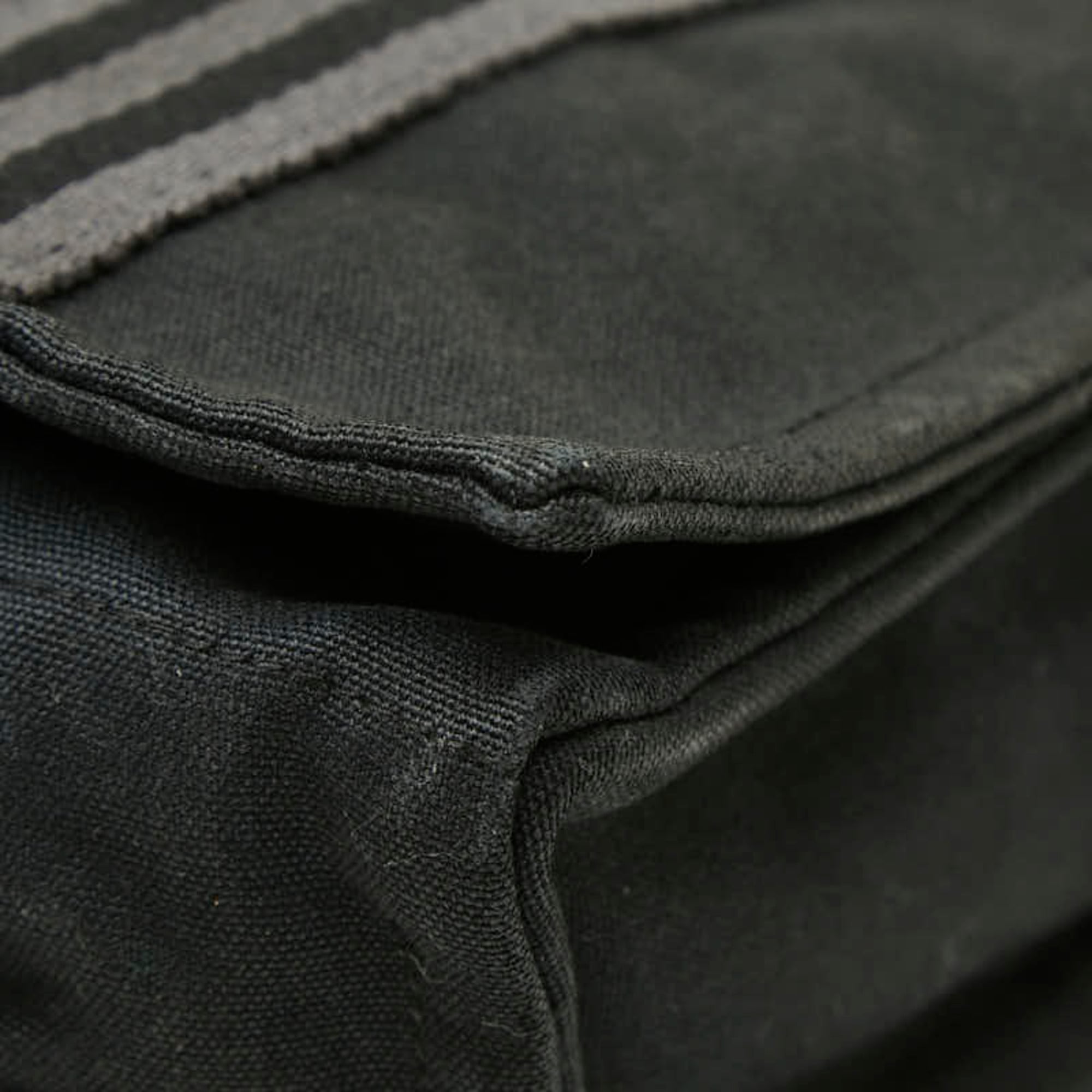 Hermes Black Gray Canvas Shoulder Bag (Pre-Owned)