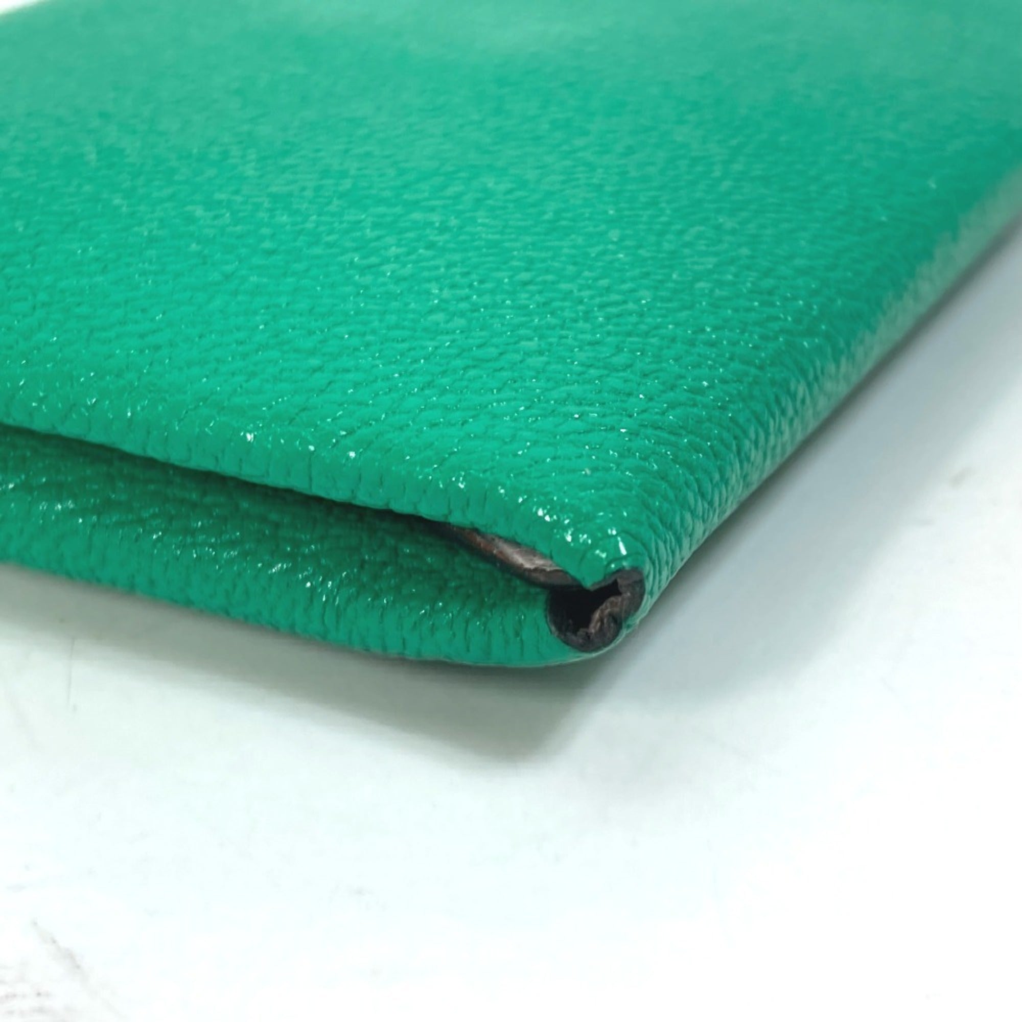 Hermes Bicolor Green Mint Green Pink Chevre Leather Coin Purse/Coin Case (Pre-Owned)