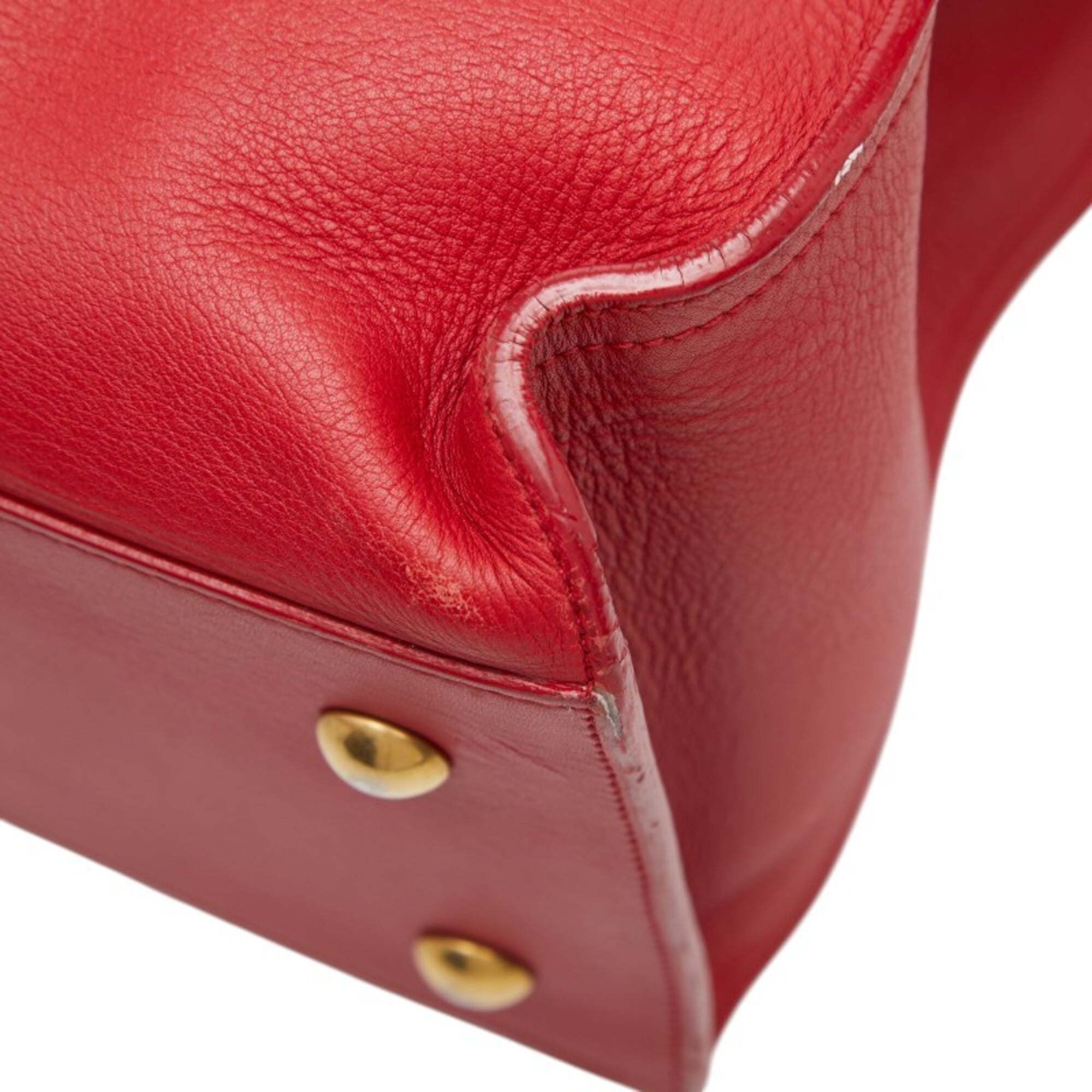 Saint Laurent Red Color Leather Handbag Shoulder Bag (Pre-Owned)