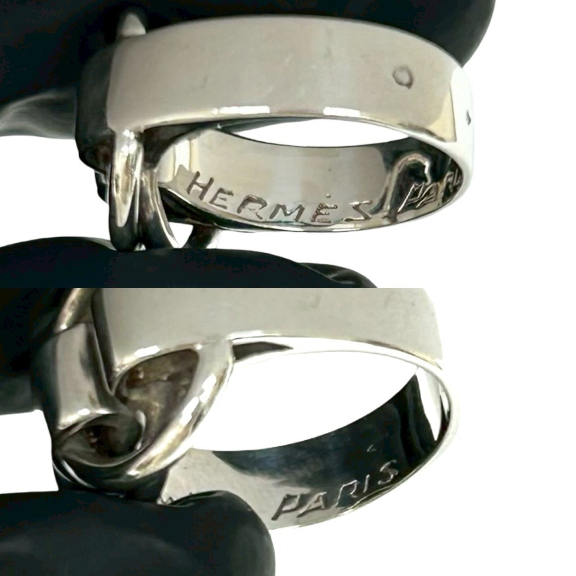 Hermes Silver Silver 925 Band Ring (Pre-Owned)