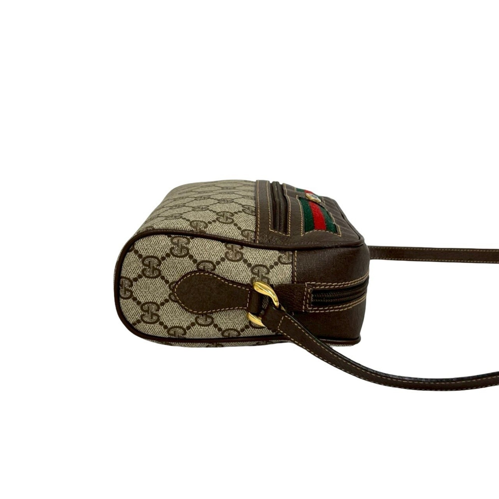 Gucci Brown Green Red Color Leather Pvc Pochette Shoulder Bag (Pre-Owned)