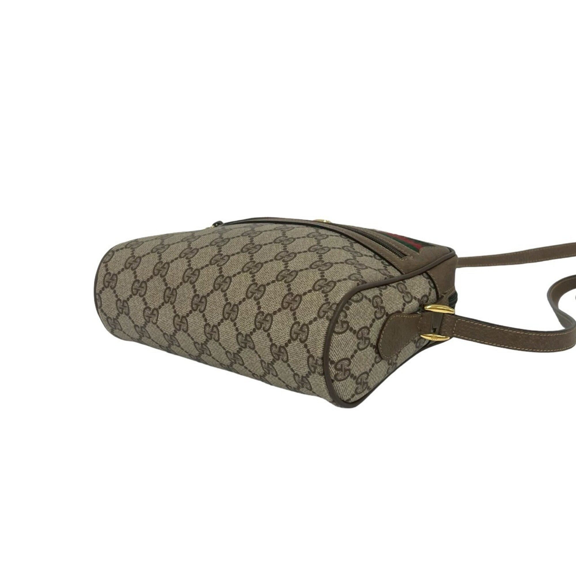 Gucci Brown Green Red Color Leather Pvc Pochette Shoulder Bag (Pre-Owned)