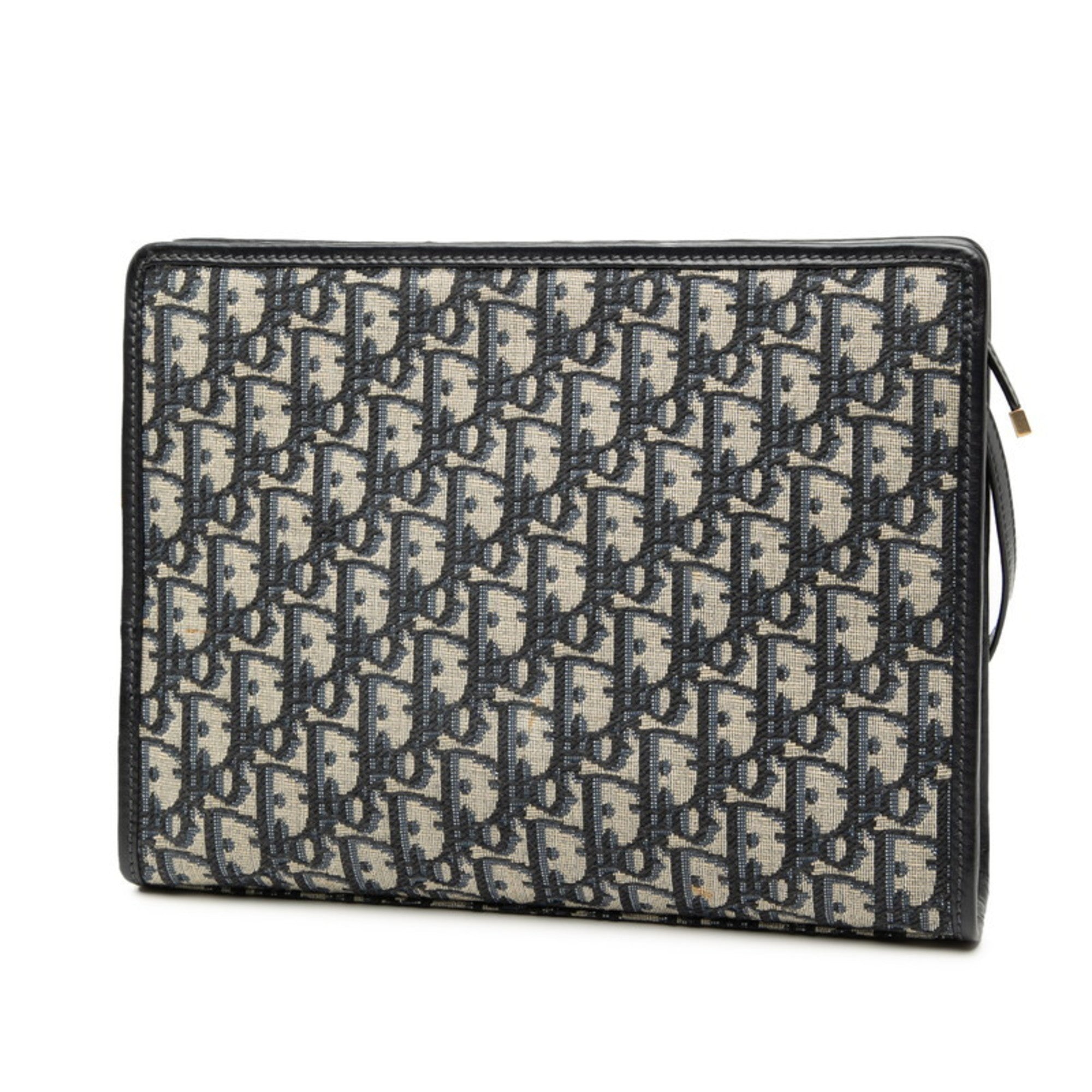 Christian Dior Navy Canvas Leather Clutch Bag (Pre-Owned)