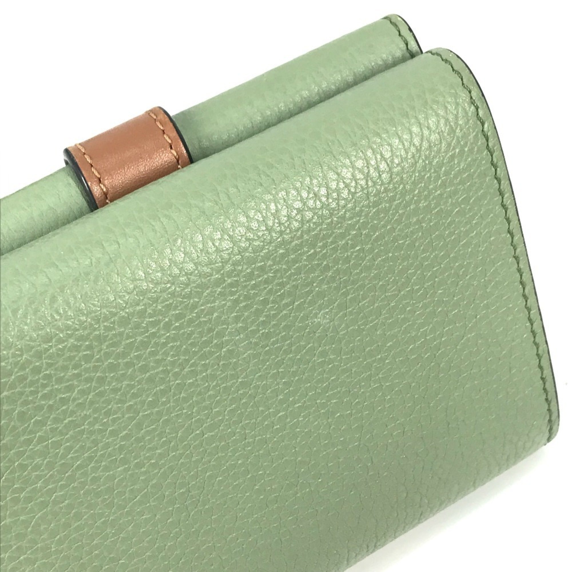 Loewe Brown Green Leather Wallet (Tri-Fold) (Pre-Owned)