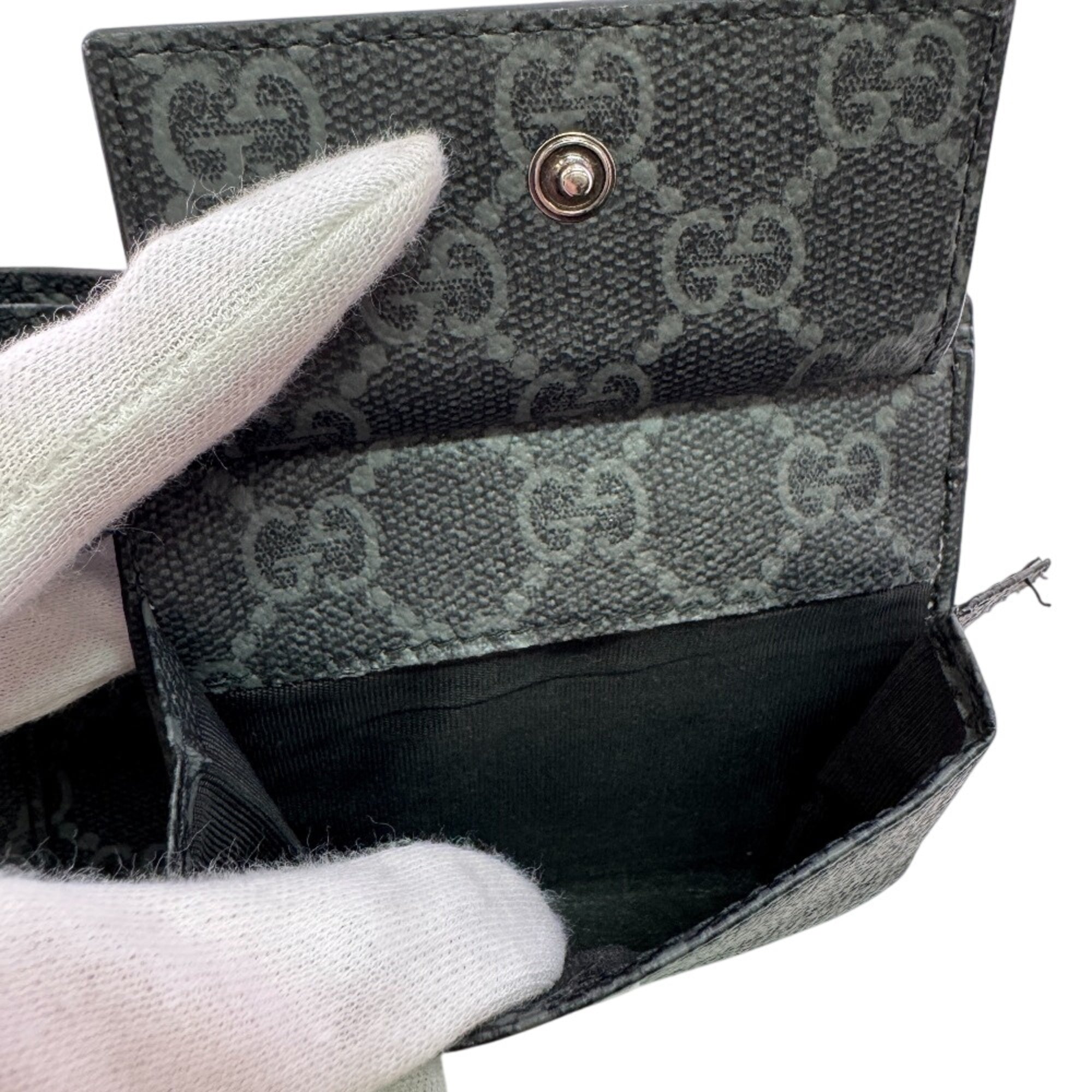 Gucci Black Gray Leather Pvc Wallet (Bi-Fold) (Pre-Owned)