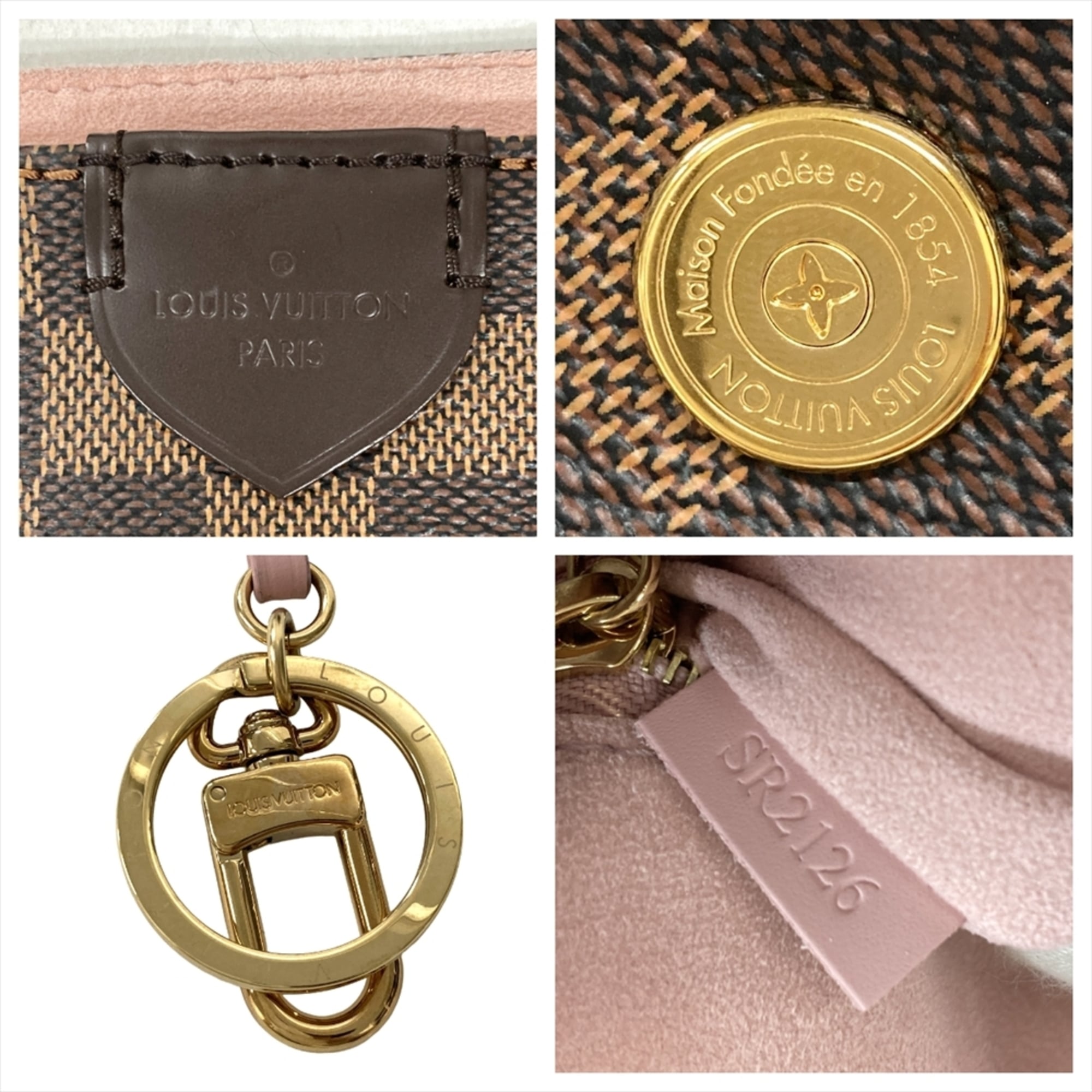 Louis Vuitton Brown Damier Canvas Ebene Pink Rose Ballerine Damier Canvas Shoulder Bag (Pre-Owned)