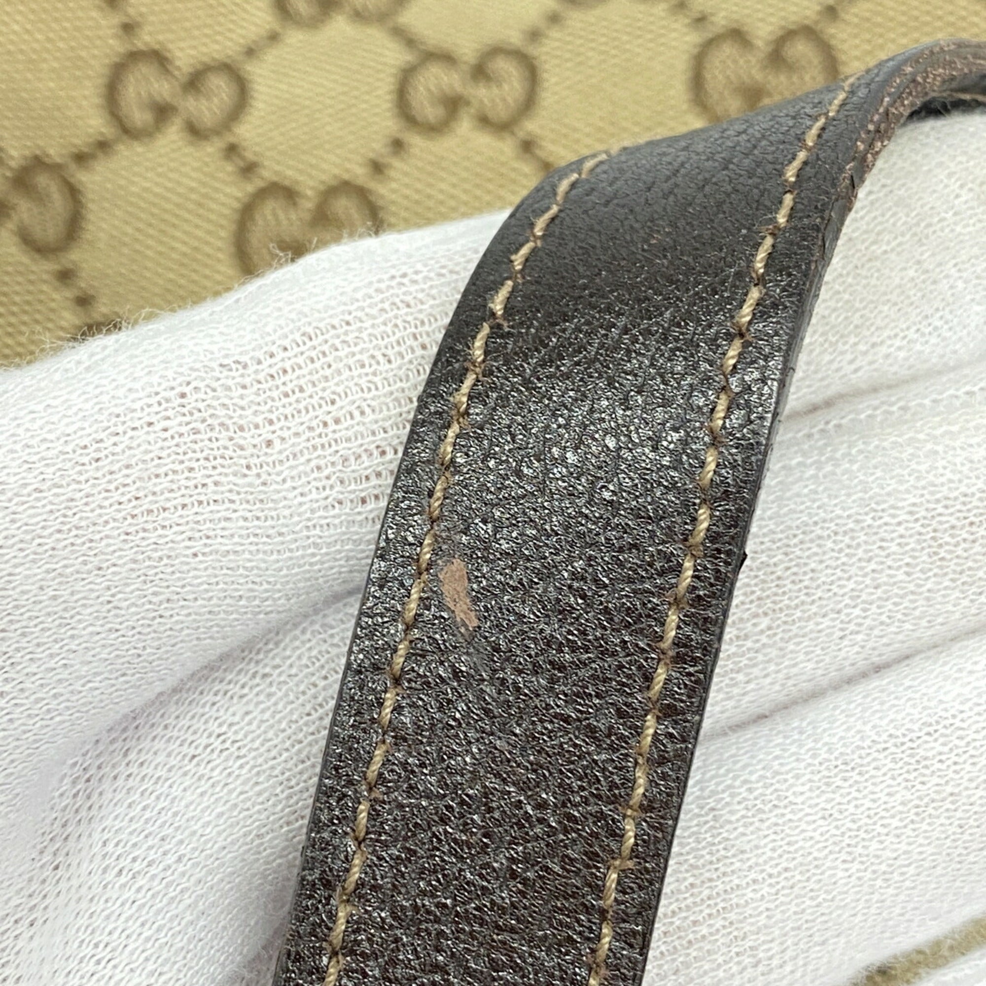 Gucci Beige Brown Canvas Tote Bag (Pre-Owned)