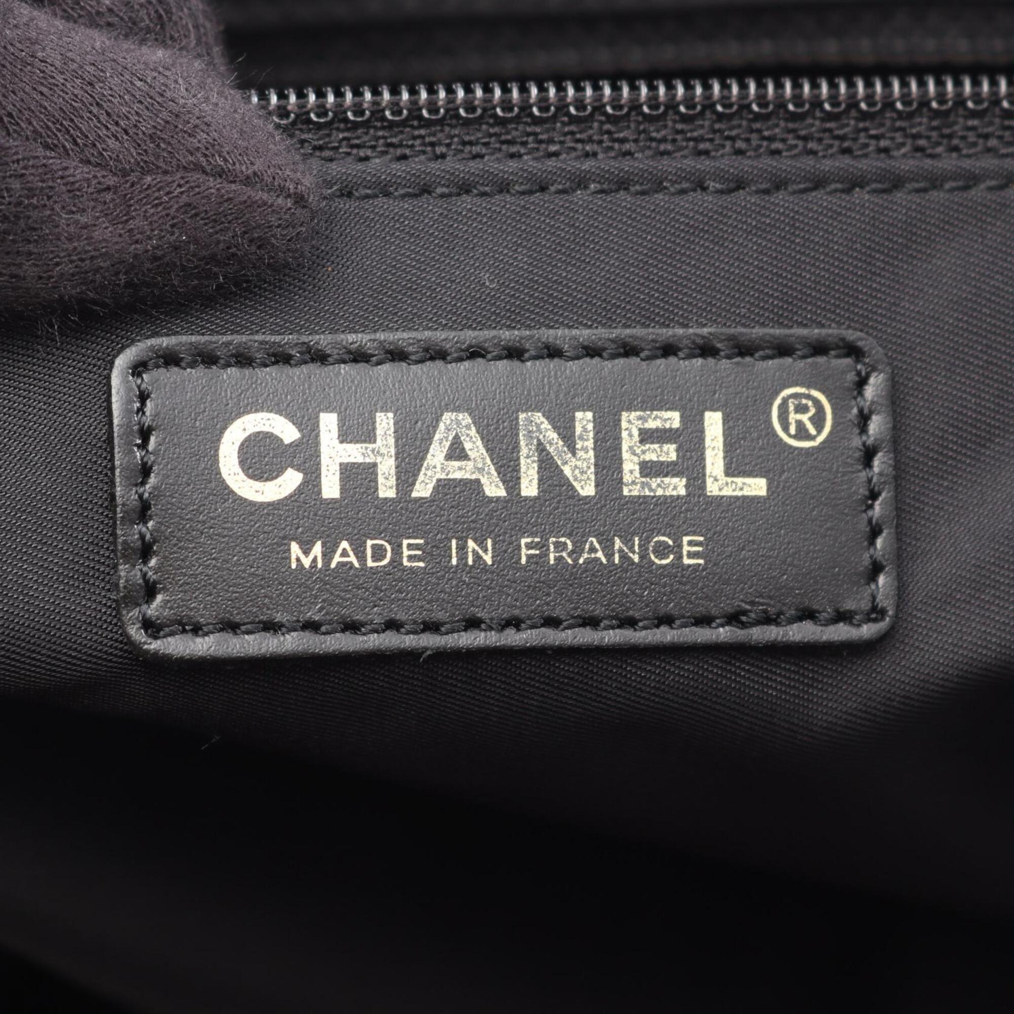 Chanel Black Nylon Canvas Leather Handbag Tote Bag (Pre-Owned)