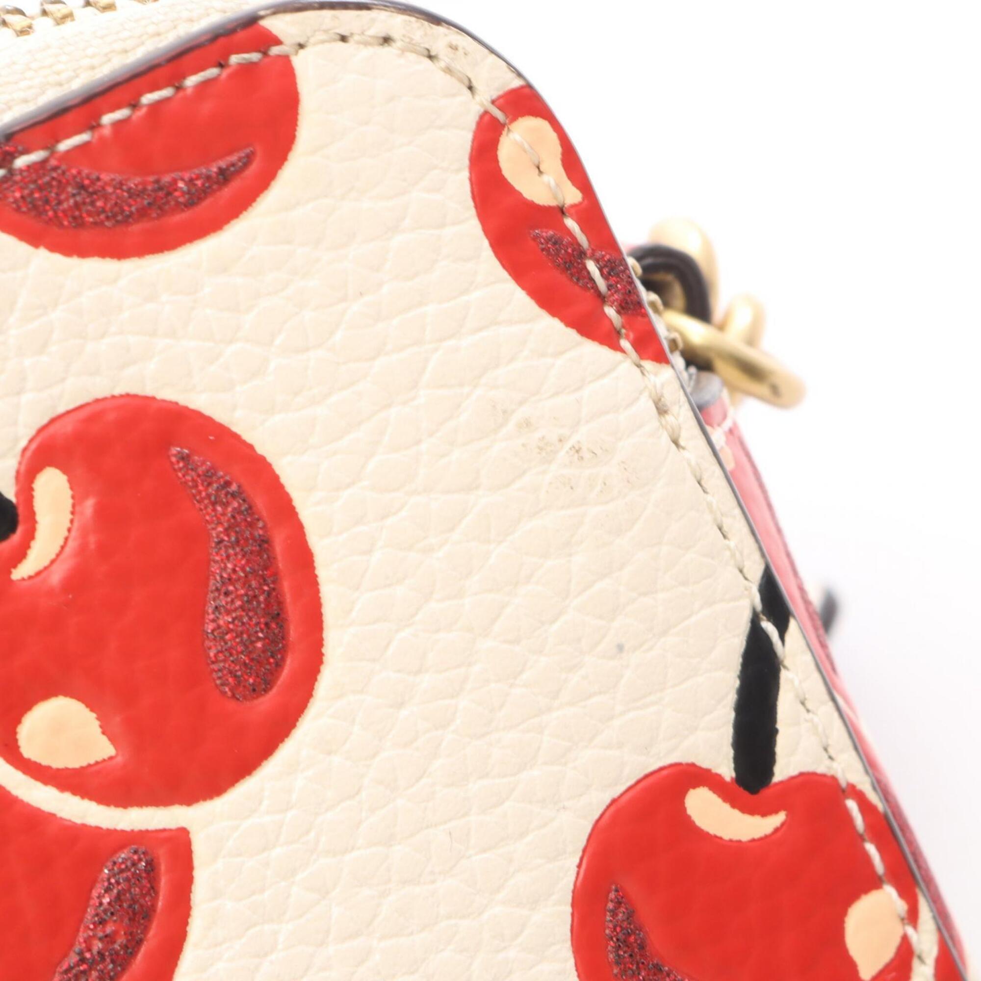Coach Black Ivory Red Color Leather Handbag Shoulder Bag (Pre-Owned)