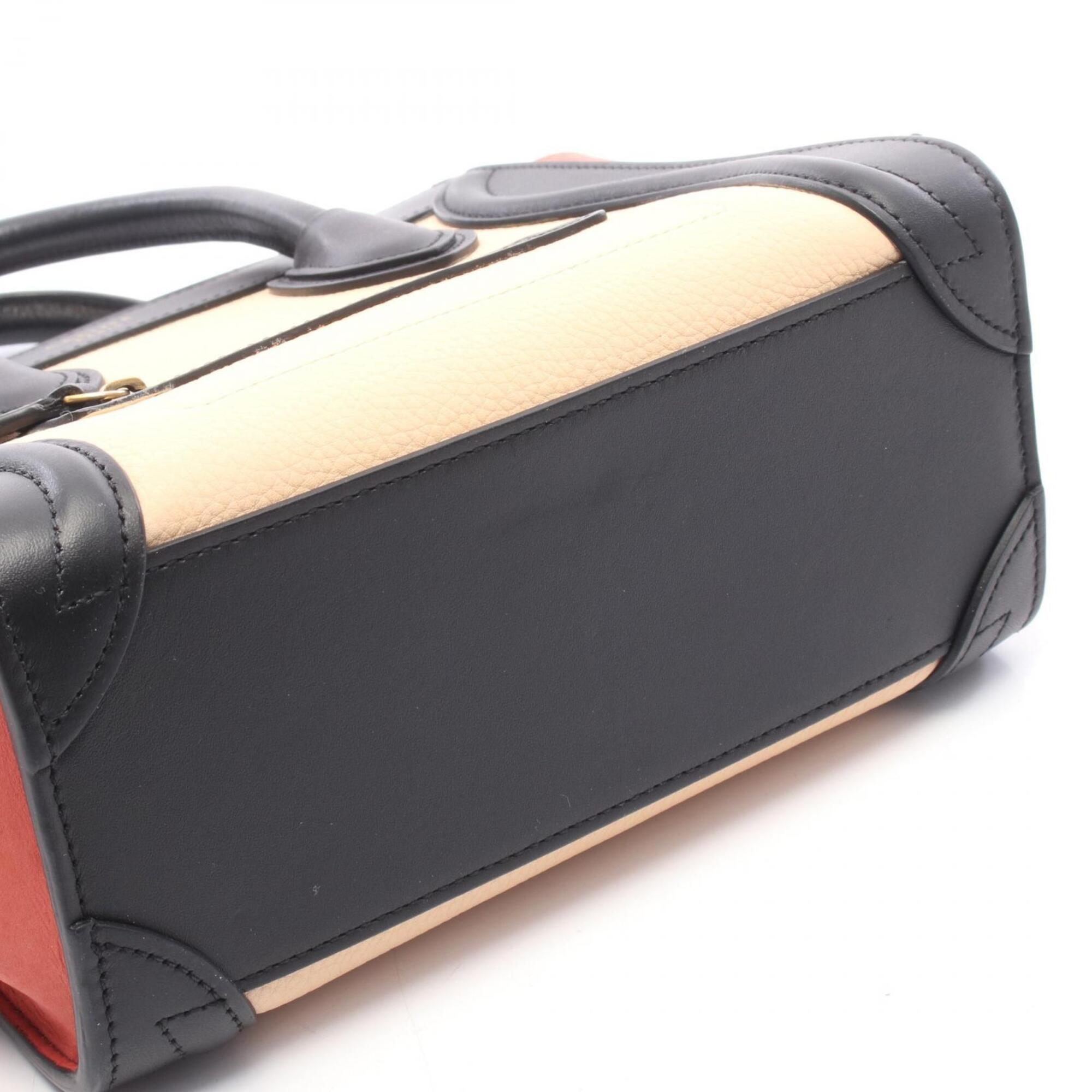 Celine Beige Black Red Color Leather Handbag (Pre-Owned)