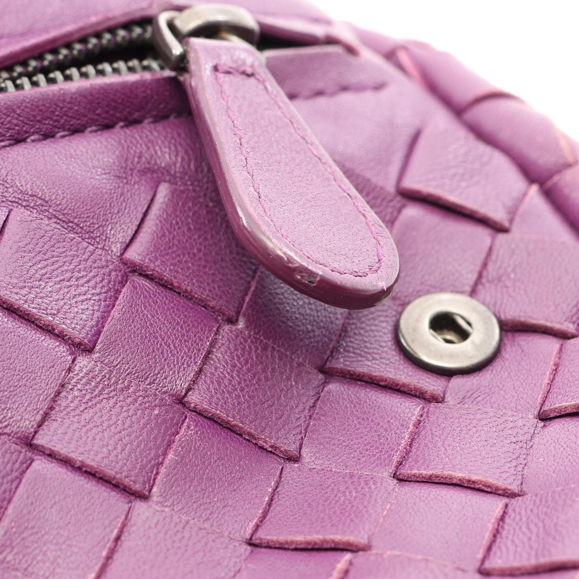 Bottega Veneta Intrecciato Purple Leather Handbag Shoulder Bag (Pre-Owned)