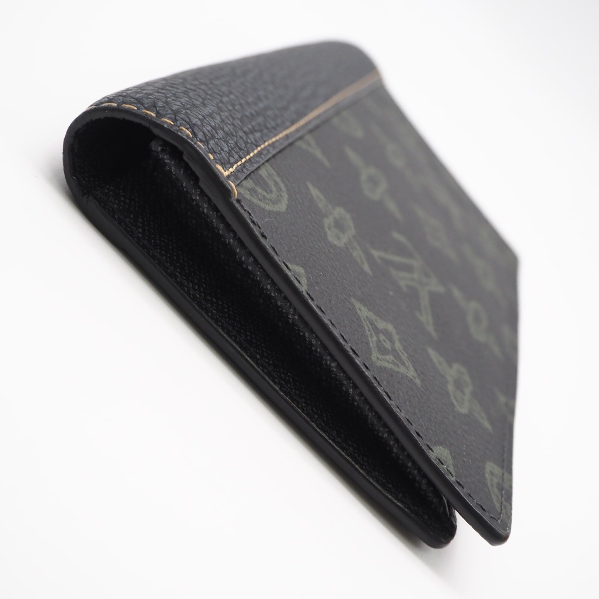 Louis Vuitton Monogram Brown Green Navy Coated Canvas Leather Long Wallet (Bi-Fold) (Pre-Owned)
