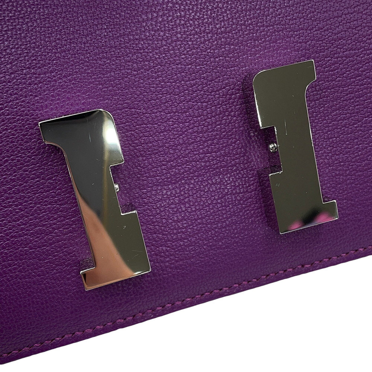 Hermes Constance Anemone Cassis Chevre Myzore Leather Handbag Shoulder Bag (Pre-Owned)