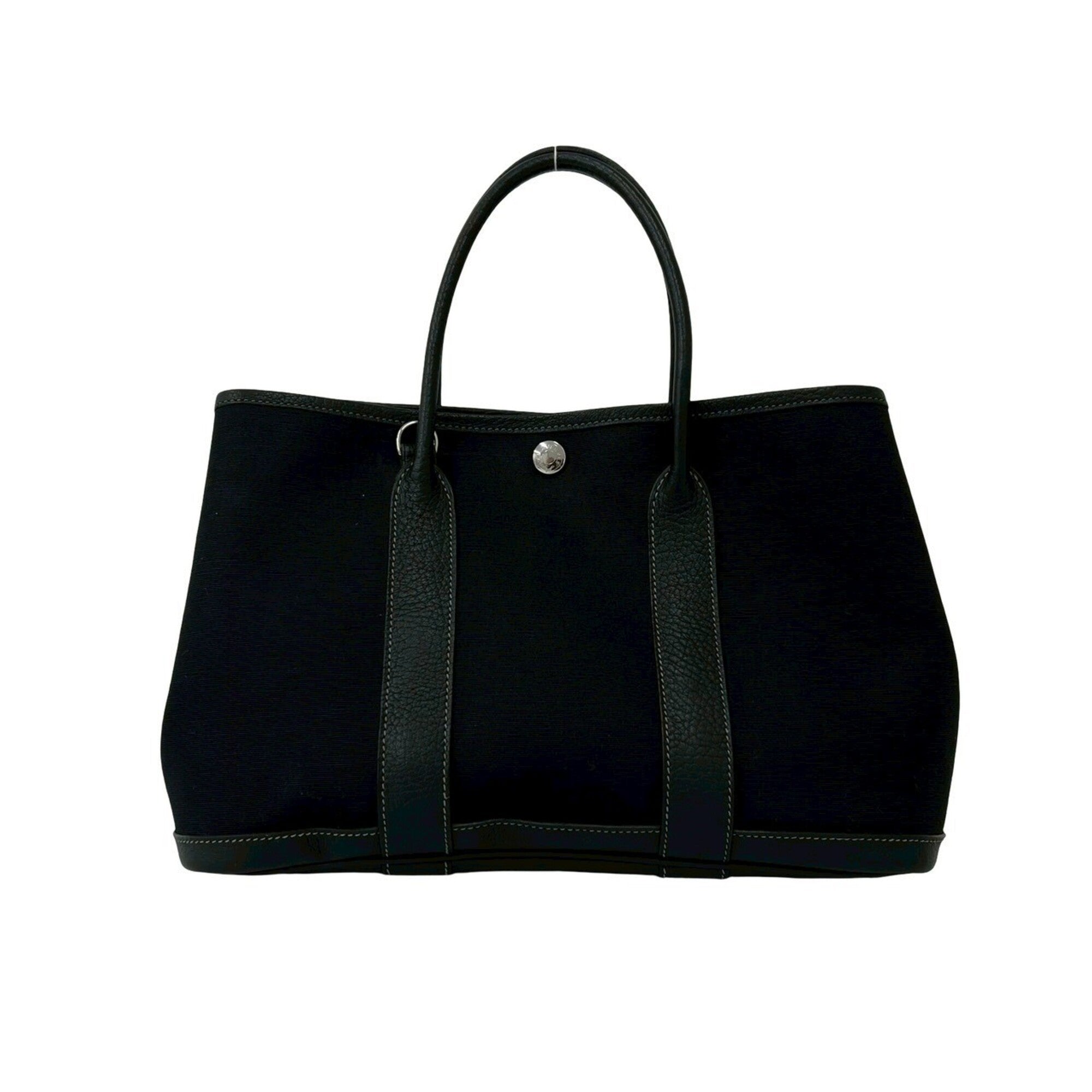 Hermes Black Negonda Leather Toile Officier Handbag Shoulder Bag (Pre-Owned)