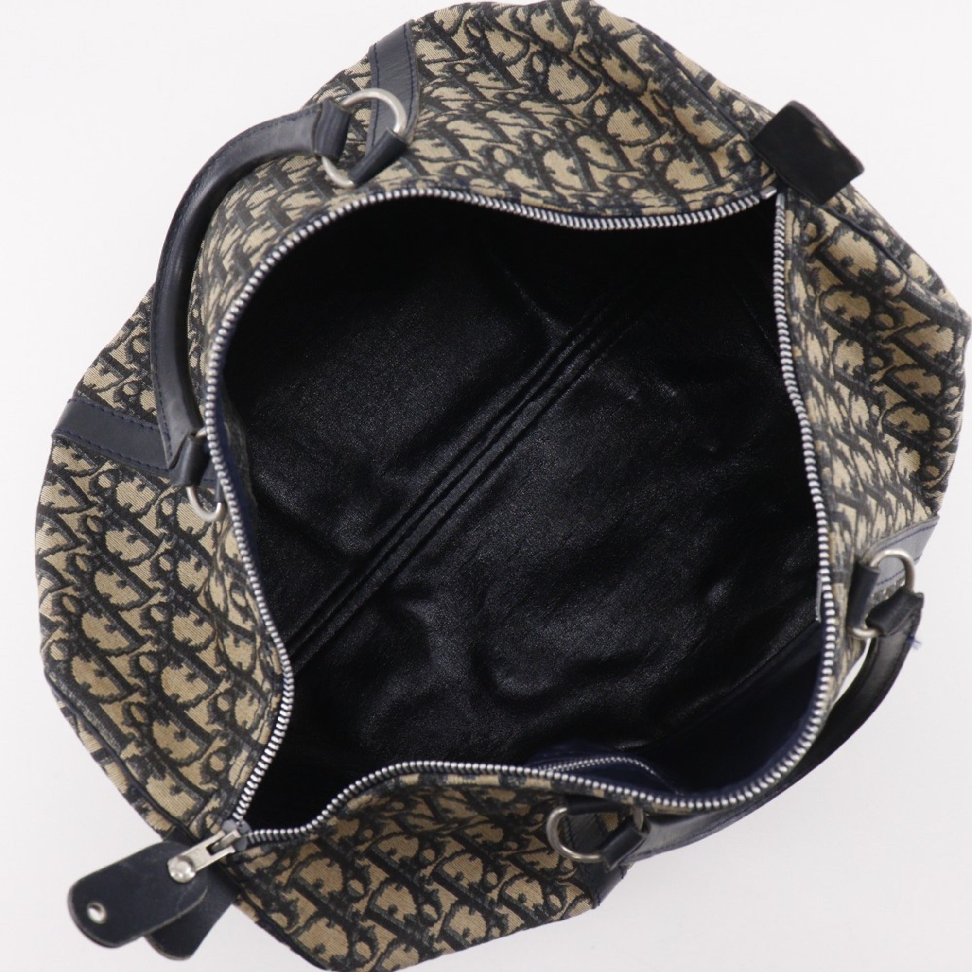 Christian Dior Navy Canvas Boston Bag Handbag (Pre-Owned)