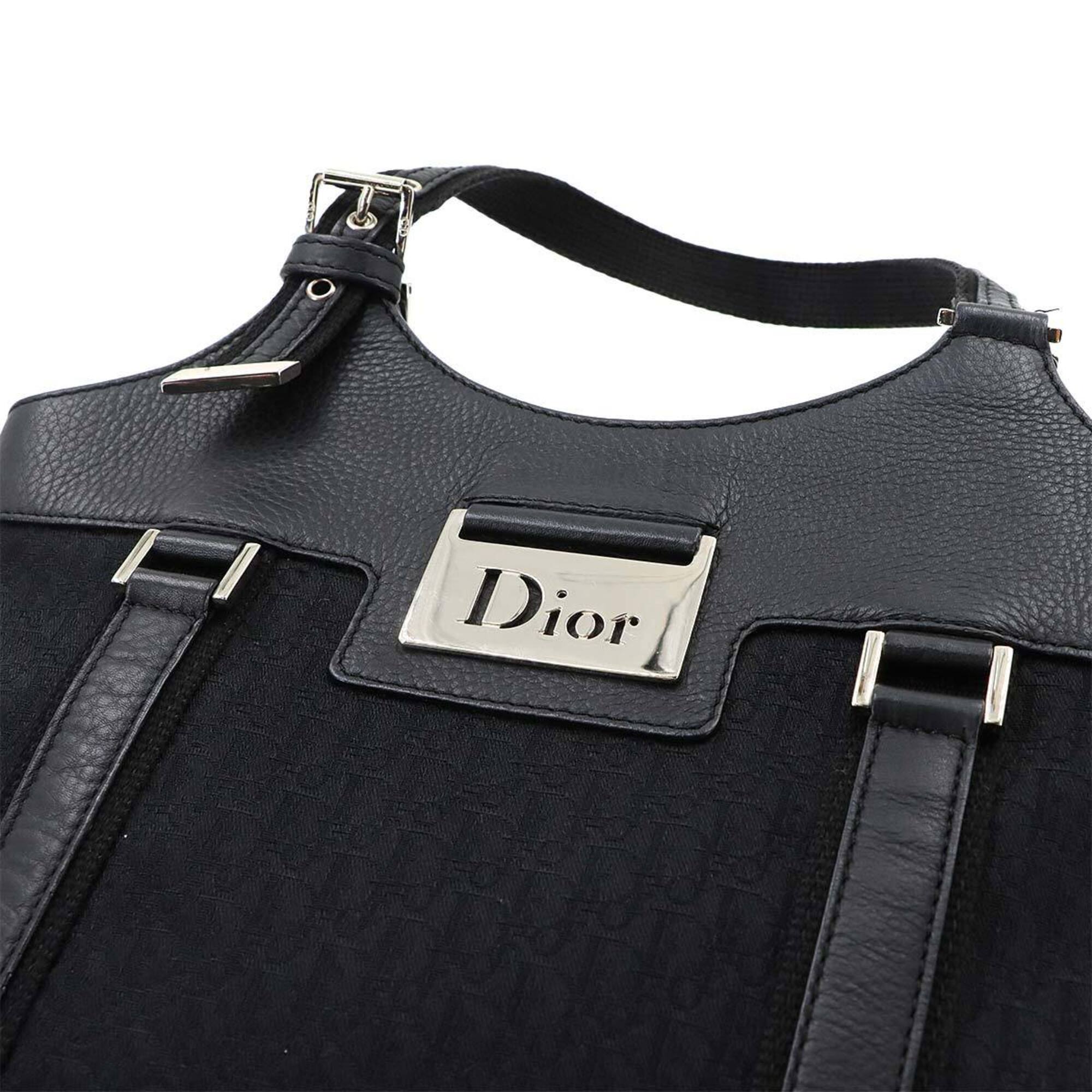 Christian Dior Trotter Black Canvas Leather Handbag Tote Bag (Pre-Owned)
