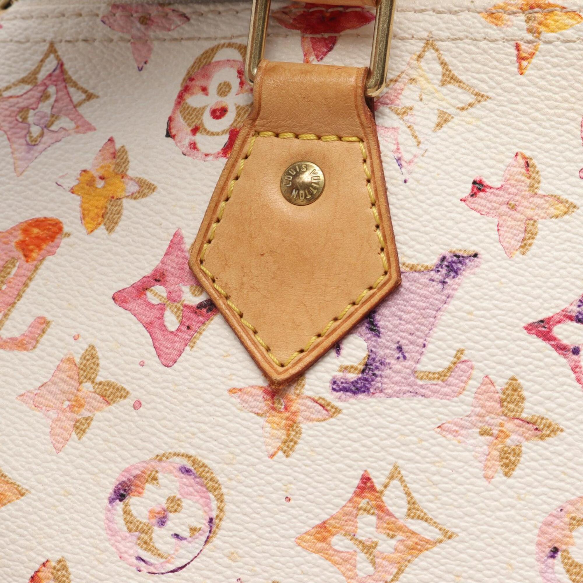 Louis Vuitton Blanc Multi-Color White Coated Canvas Leather Handbag (Pre-Owned)