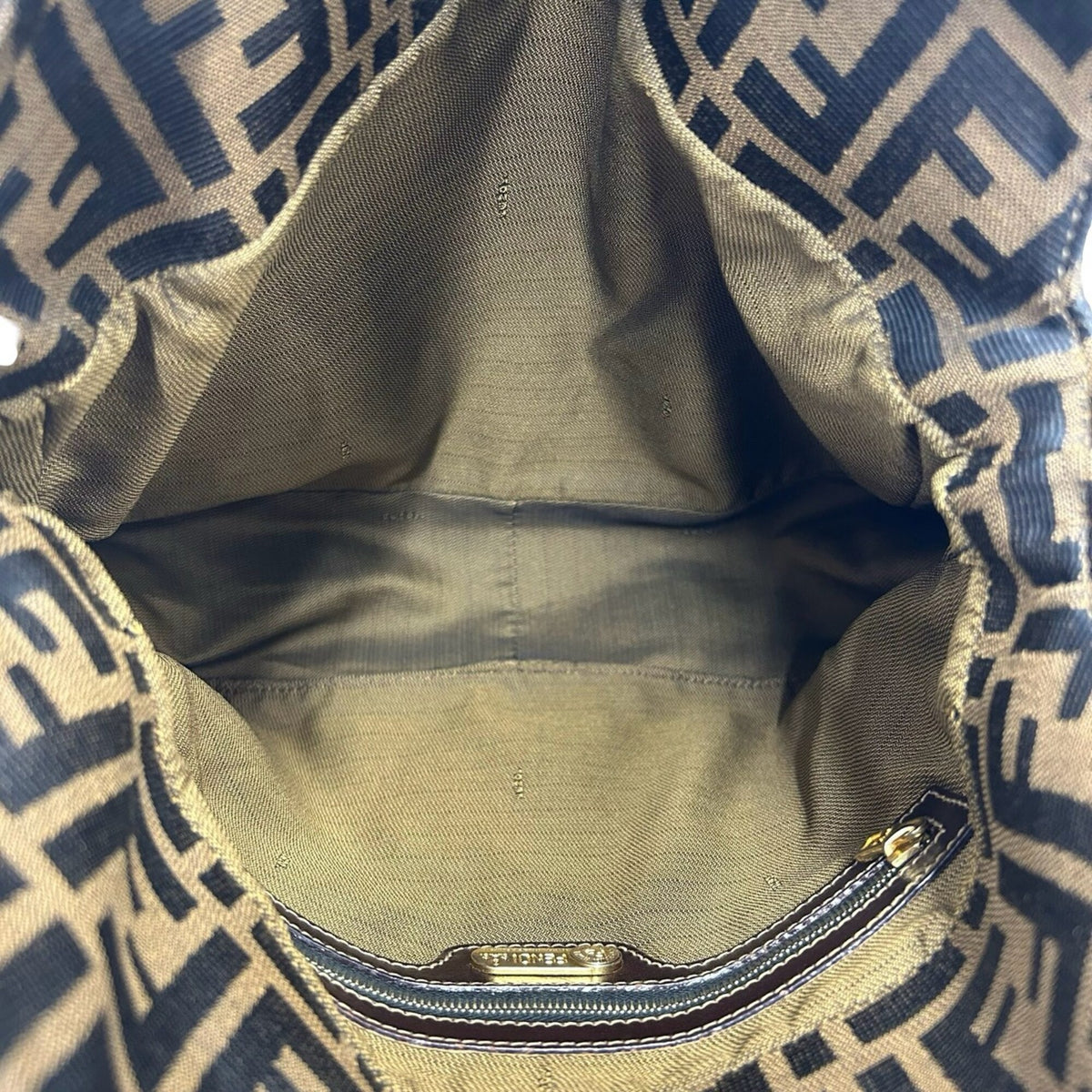 Fendi Black Brown Canvas Leather Shoulder Bag Tote Bag (Pre-Owned)