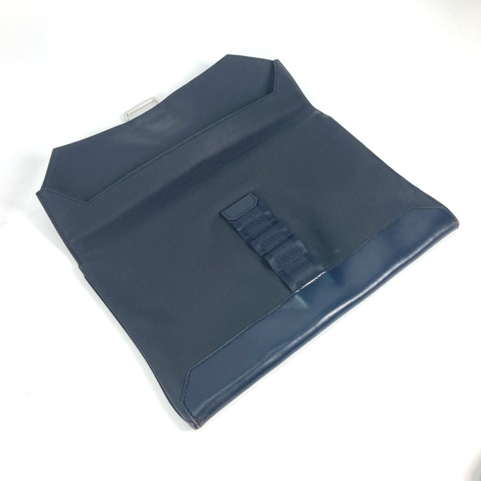 Hermes Navy Leather Clutch Bag Pouch (Pre-Owned)
