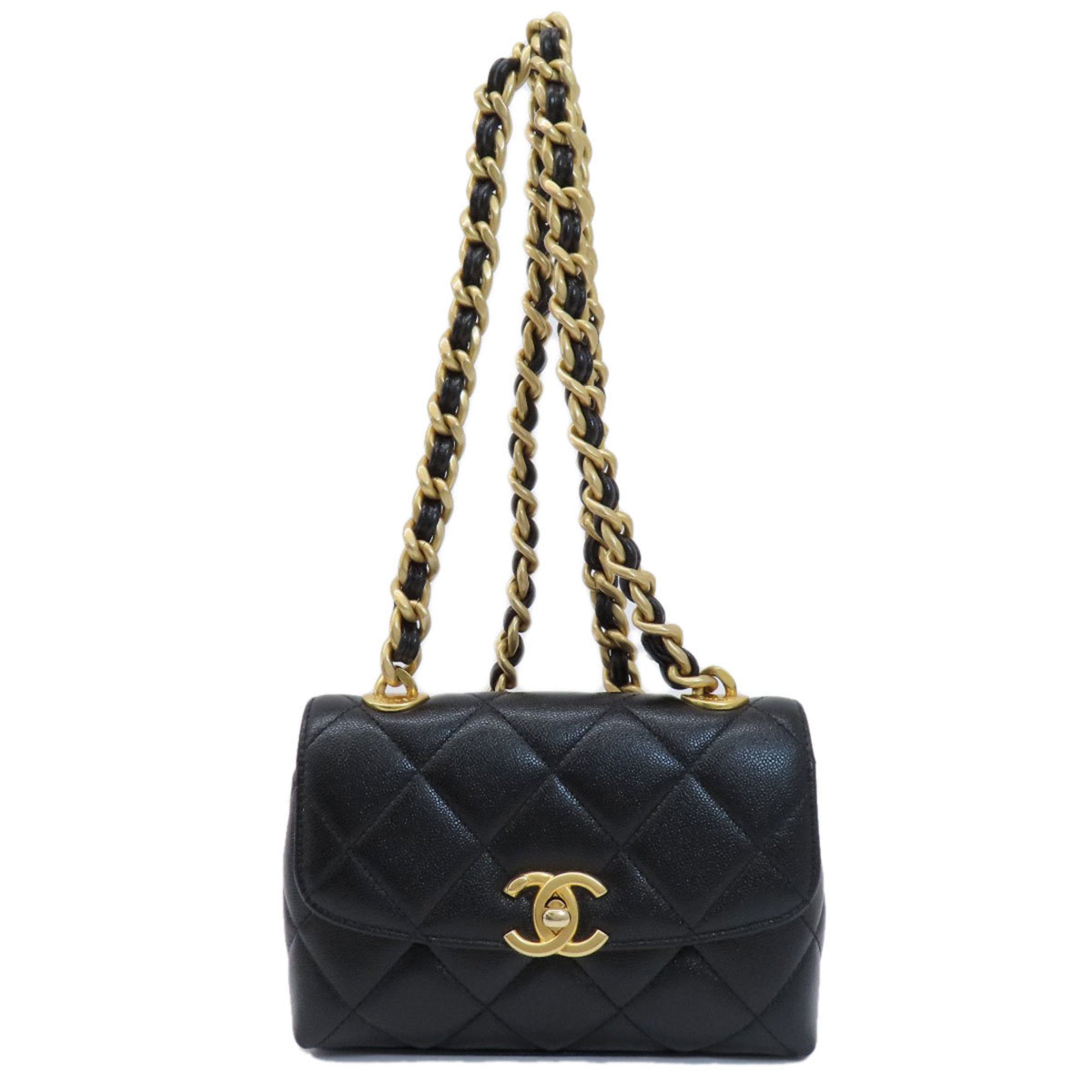 Chanel Black Caviar Leather Shoulder Bag (Pre-Owned)