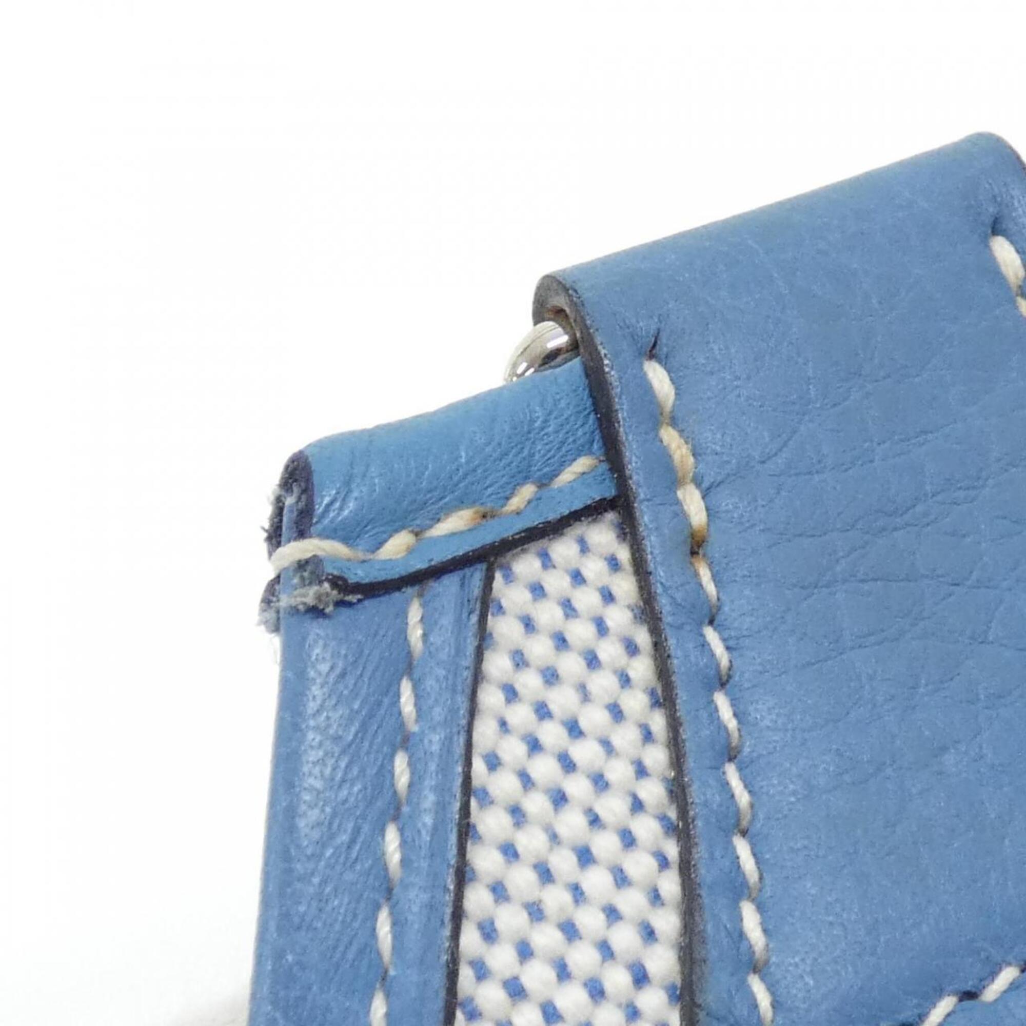 Hermes Jardinier Blue Jean Toile H Taurillon Clemence Leather Shoulder Bag (Pre-Owned)