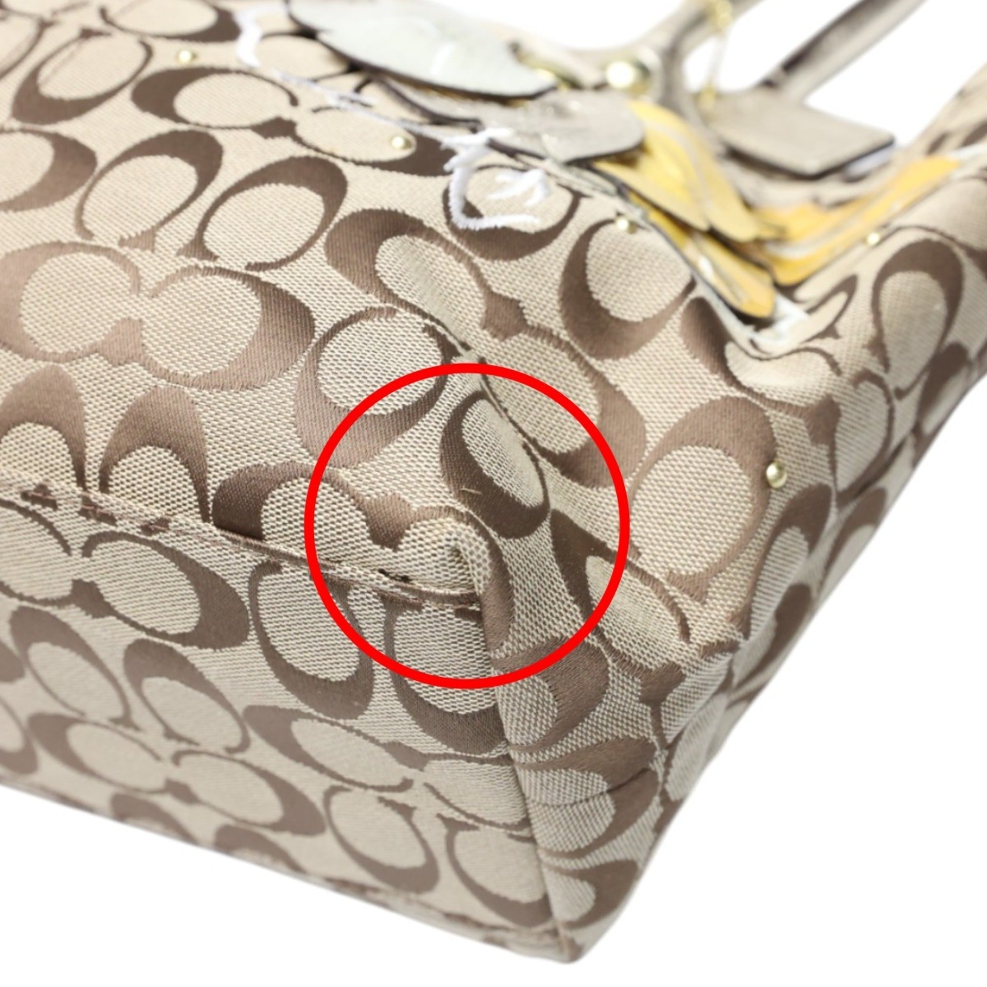 Coach Signature Khaki Signature Line Tote Bag (Pre-Owned)