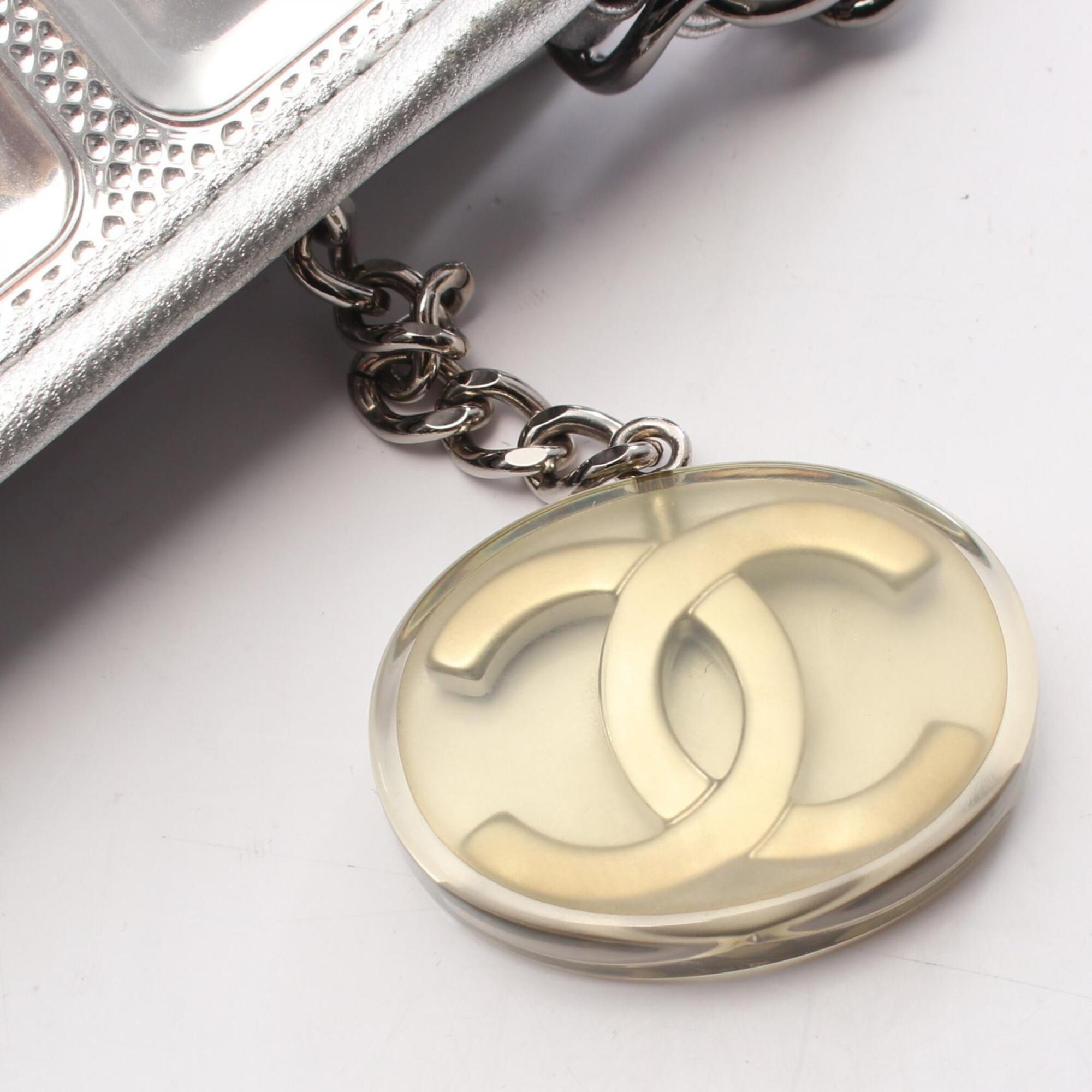Chanel Silver Vinyl Leather Handbag (Pre-Owned)