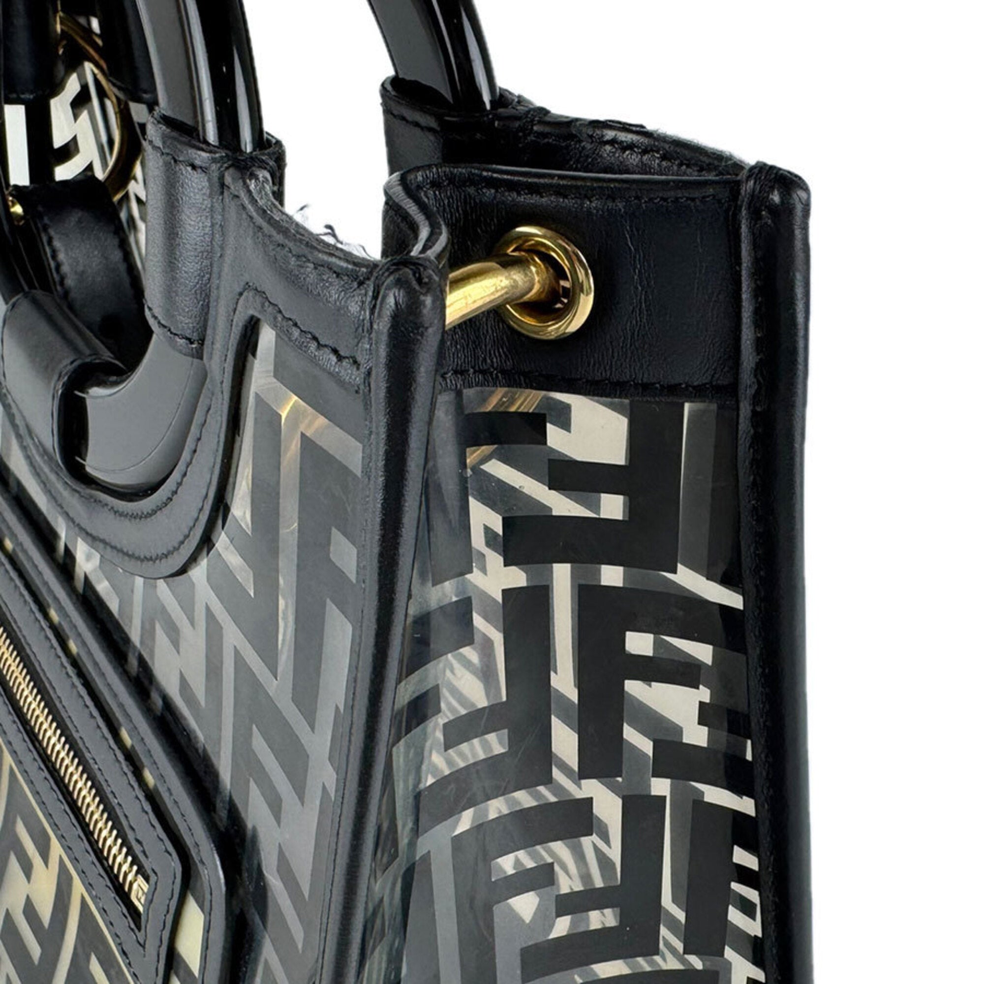 Fendi Black Clear Vinyl Leather Handbag Shoulder Bag (Pre-Owned)