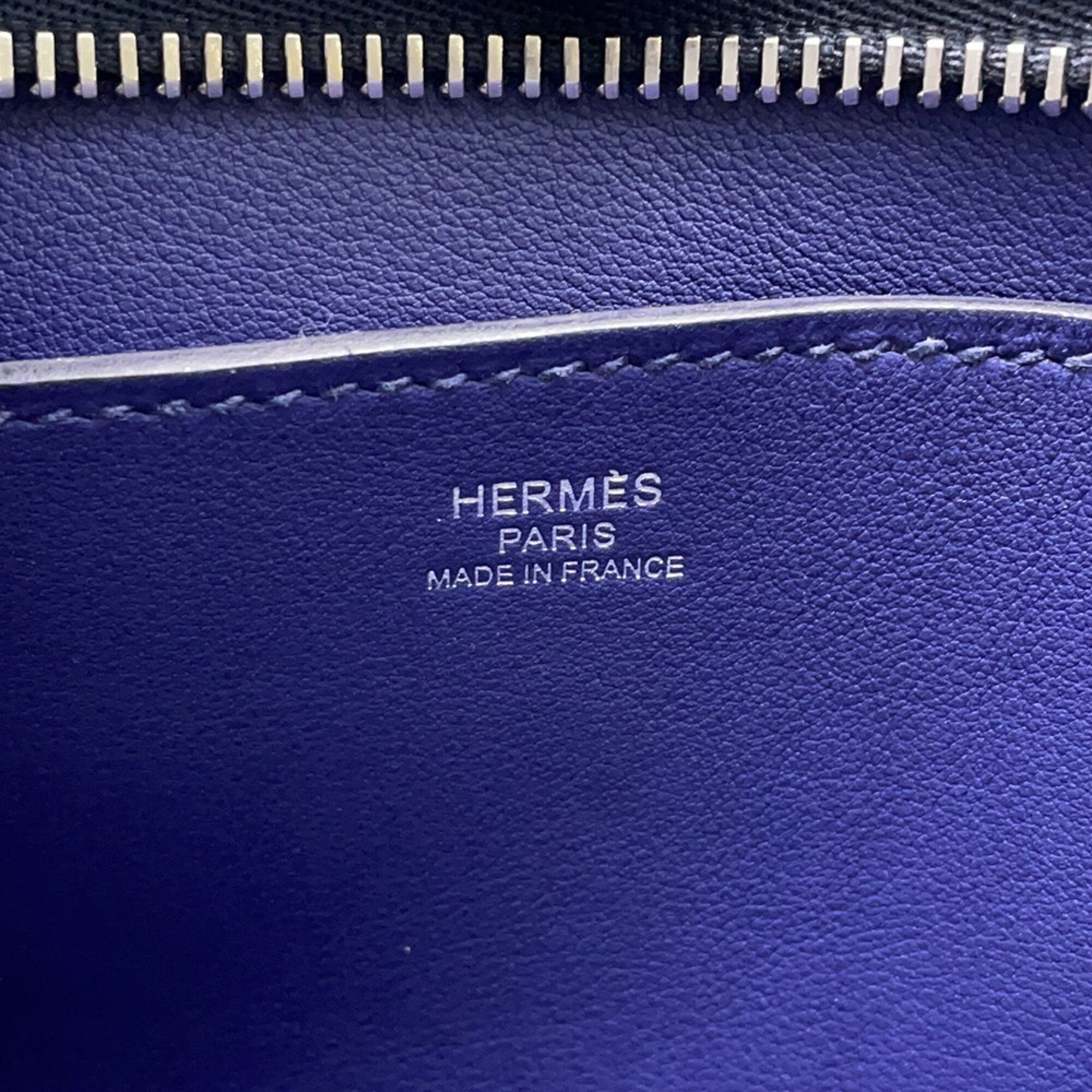 Hermes Kara Black Blue Jaune Box Calf Leather Clutch Bag Handbag (Pre-Owned)
