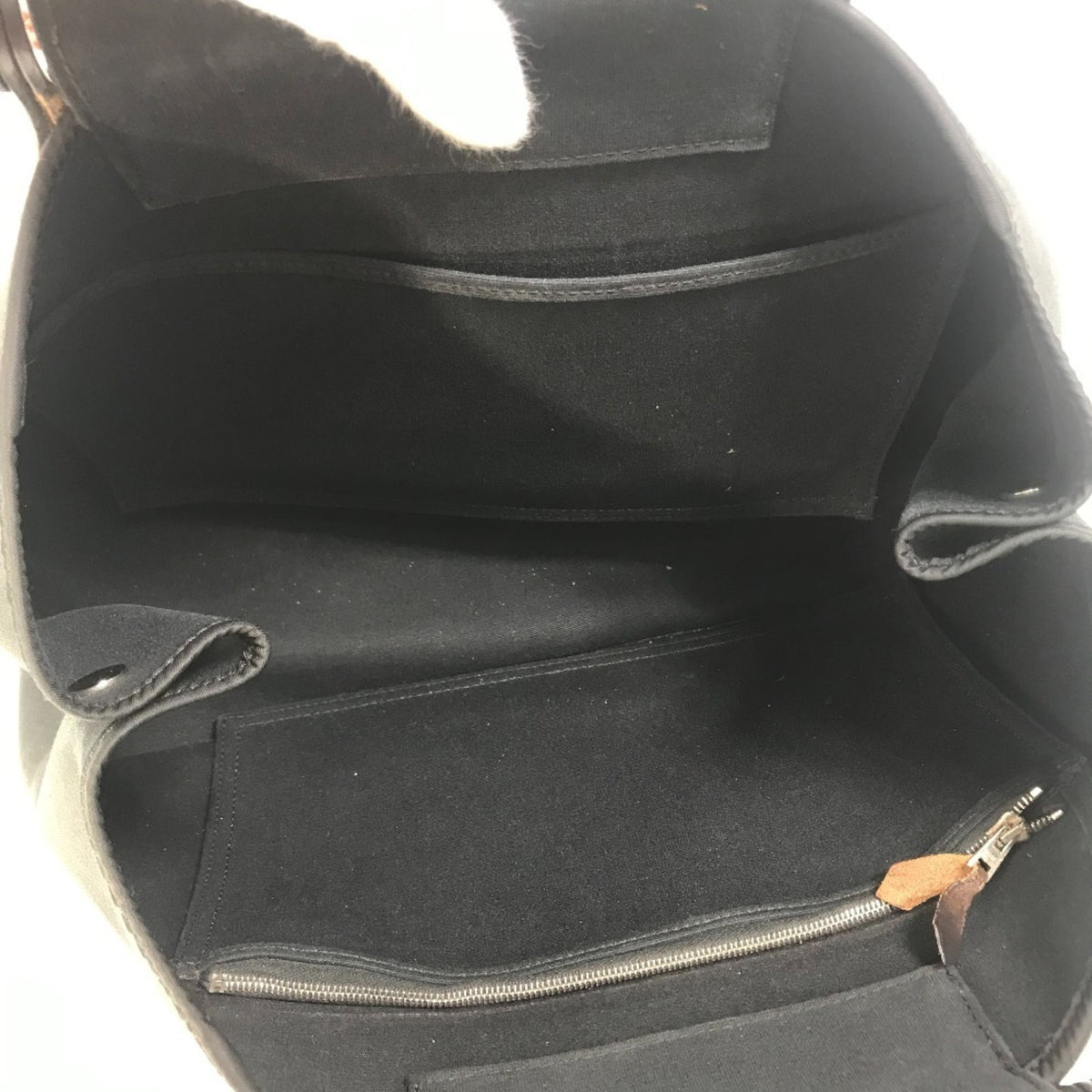 Hermes Black Toile Officier Leather Handbag Shoulder Bag Tote Bag (Pre-Owned)